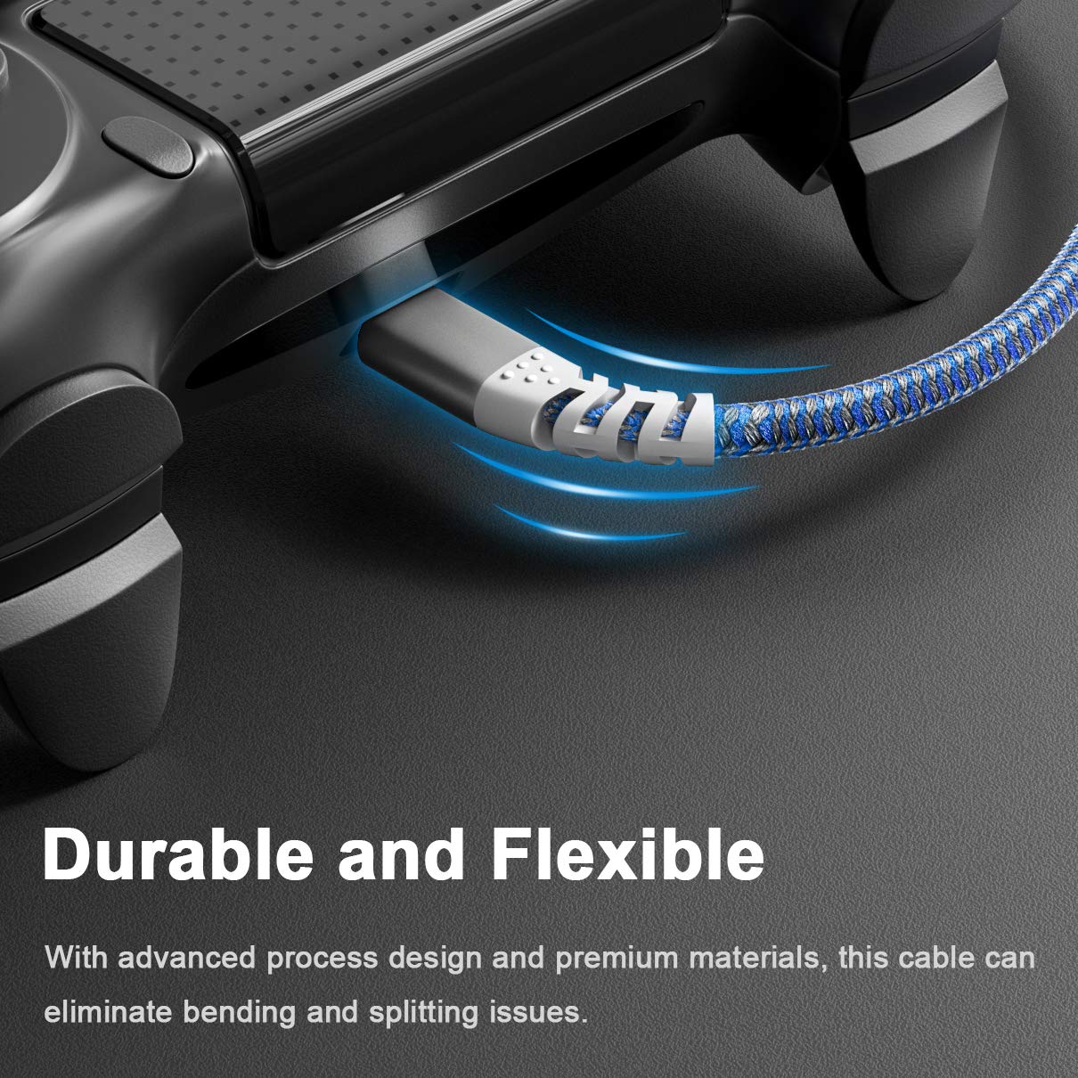 Fasgear 16ft Braided Micro USB Cable 2 Pack - Fast Charging & Data Sync USB 2.0 Cord for PS4, Xbox One Controller, Samsung Galaxy S7/S6 - Compatible with Speakers, Baby Monitors & Gaming Accessories (Black) - Perfect for Long Distance Gaming & Home Entertainment Setup