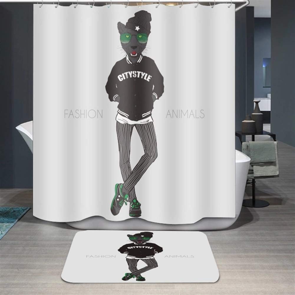 Waterproof Fabric Shower Curtain with Hooks - Anti-Mold & Machine Washable Bathroom Decor for Home, Hotel, and Dorm Use