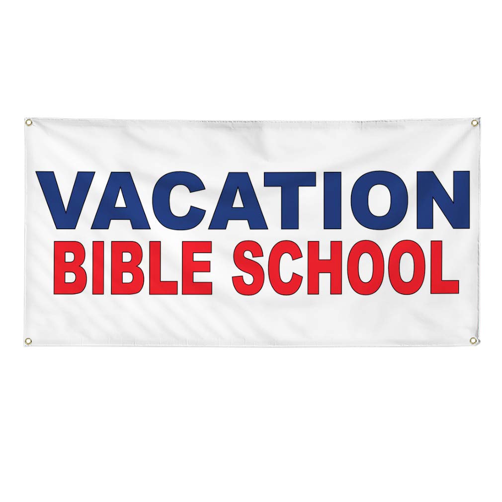 Vinyl Banner - Multiple Sizes (60x144 Inches) - Weatherproof Outdoor Yard Signs with 10 Grommets - Ideal for Vacation Bible School, Education Events & Industrial Use - Blue & Red Color Options