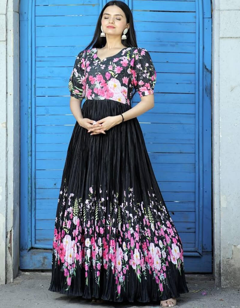 Black Designer Functional Wear Heavy Ready-Made Gown for Evening Parties, Weddings & Special Occasions