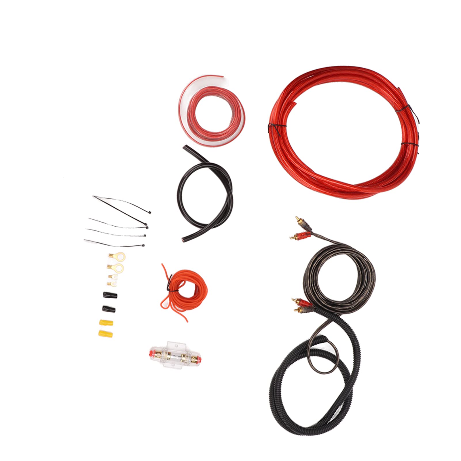 Raguso 4 Gauge Car Amplifier Wiring Kit - Stable Low Noise, Anti-Interference Professional Installation Kit for Subwoofer & Speakers | Perfect for Car Audio System Upgrades & DIY Installations