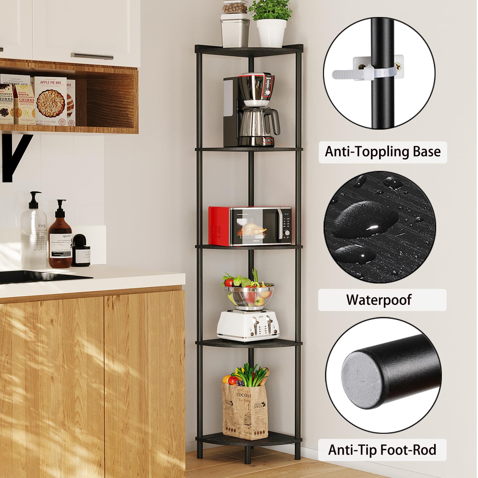 SUNMORY 5-Tier Corner Shelf Stand - 65