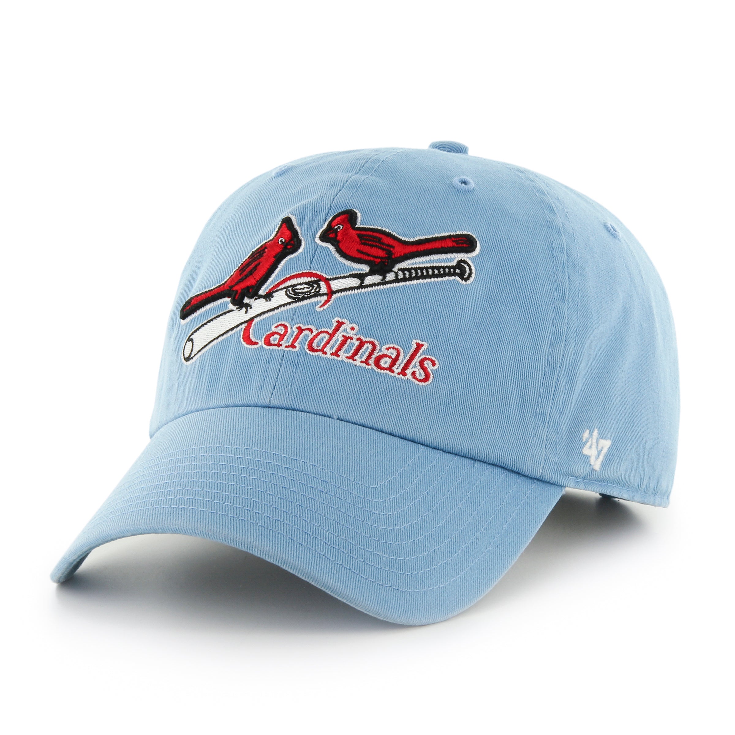 47 Brand St. Louis Cardinals Cooperstown Clean Up Adjustable Baseball Cap - Light Blue | Vintage MLB Hat for Men & Women, Game Day & Casual Wear