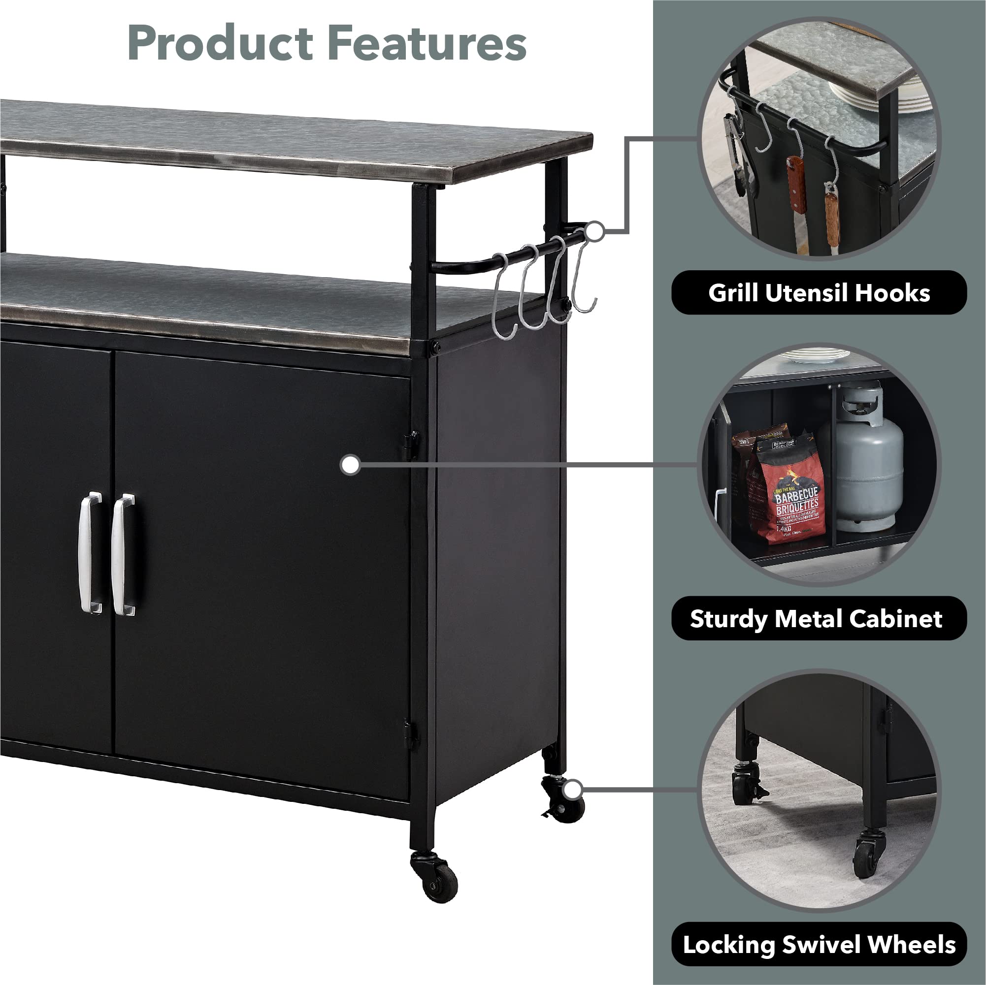 FirsTime & Co. Black Davidson Outdoor Grill Cart - 31.5
