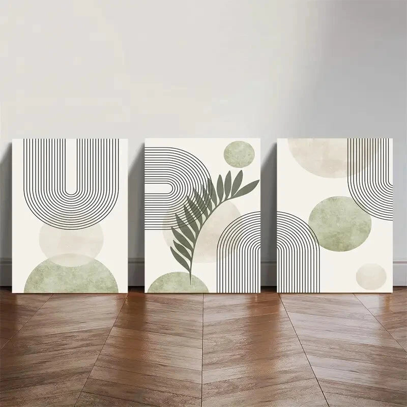 3-Piece Modern Abstract Geometric Wall Art Set - Framed Canvas 40x60cm - High Quality Print - 100% Australian Made - Ready to Hang - Perfect for Living Room, Bedroom & Office Decor