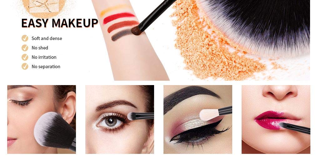 6-Piece Professional Makeup Brush Set - Foundation, Powder, Blush, Concealer & Contour Brushes for Flawless Face & Eye Makeup Application | Perfect for Daily Use, Travel & Professional Makeup Artists