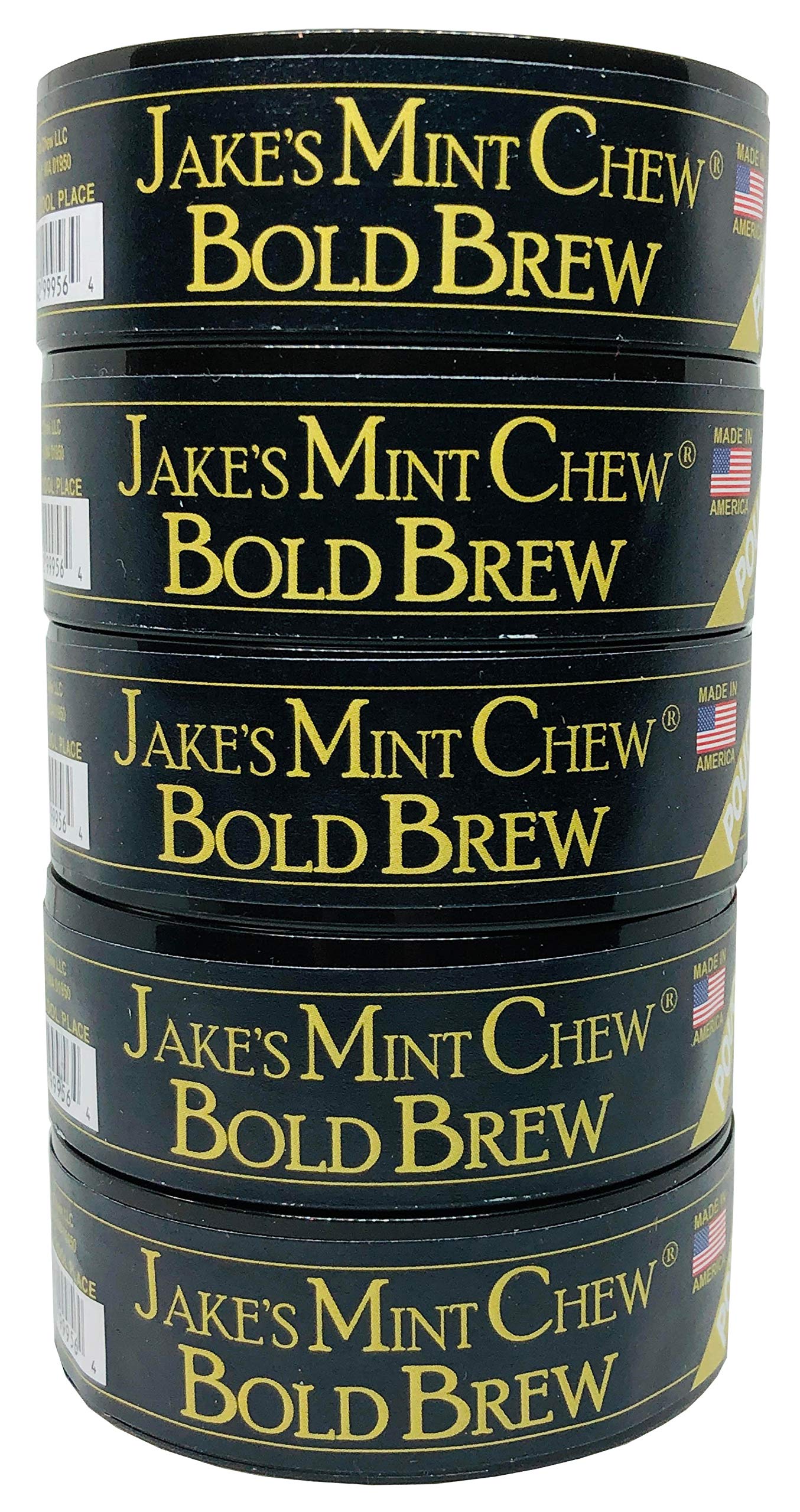 Jake's Mint Chew Bold Brew Pouch - 5 Cans with Patriotic US Flag Skin Can Cover by DC Crafts Nation - Perfect for Outdoor Adventures, Travel & Work Breaks