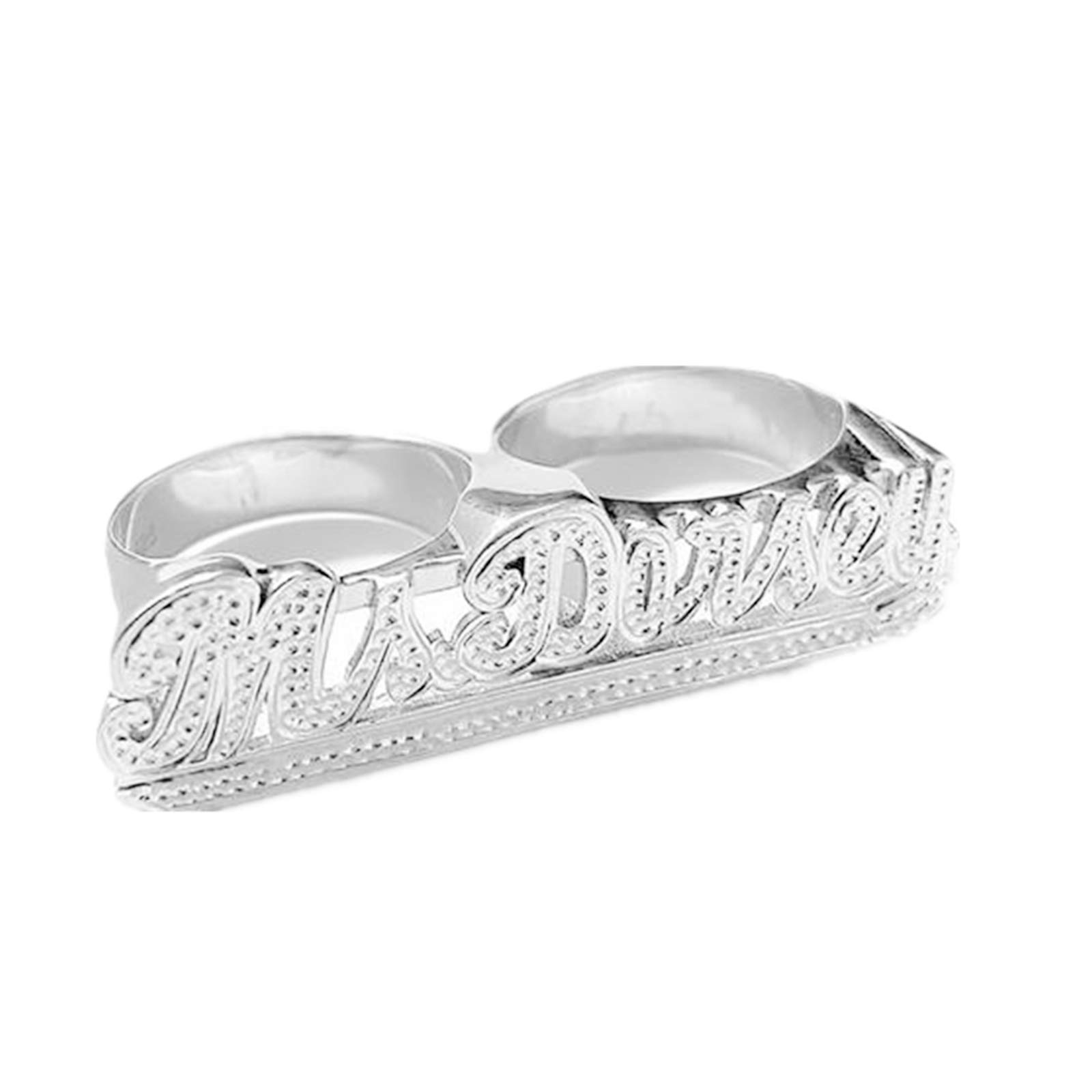 925 Sterling Silver Two Finger Nameplate Ring for Women & Men - Personalized Engraved Unisex Jewelry Gift for Birthday, Wedding, Engagement - Perfect for Couples, Anniversaries & Special Occasions