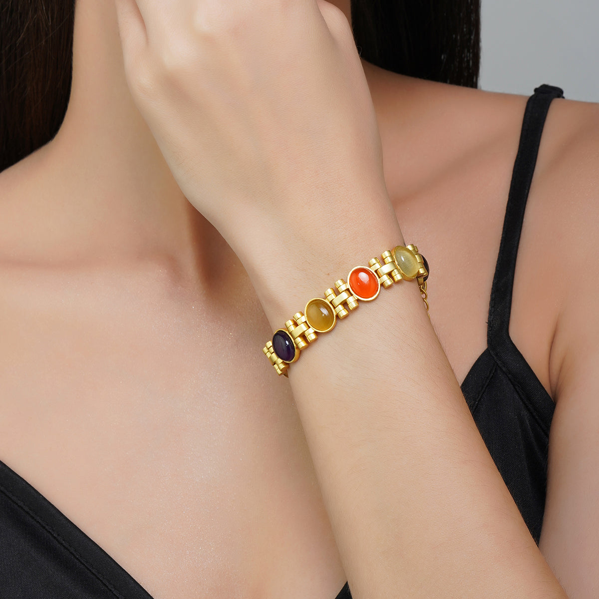 Power Moves Navratna Bracelet - Authentic 9 Gemstone Healing Bracelet for Energy & Balance | Perfect for Meditation, Yoga & Spiritual Wellness