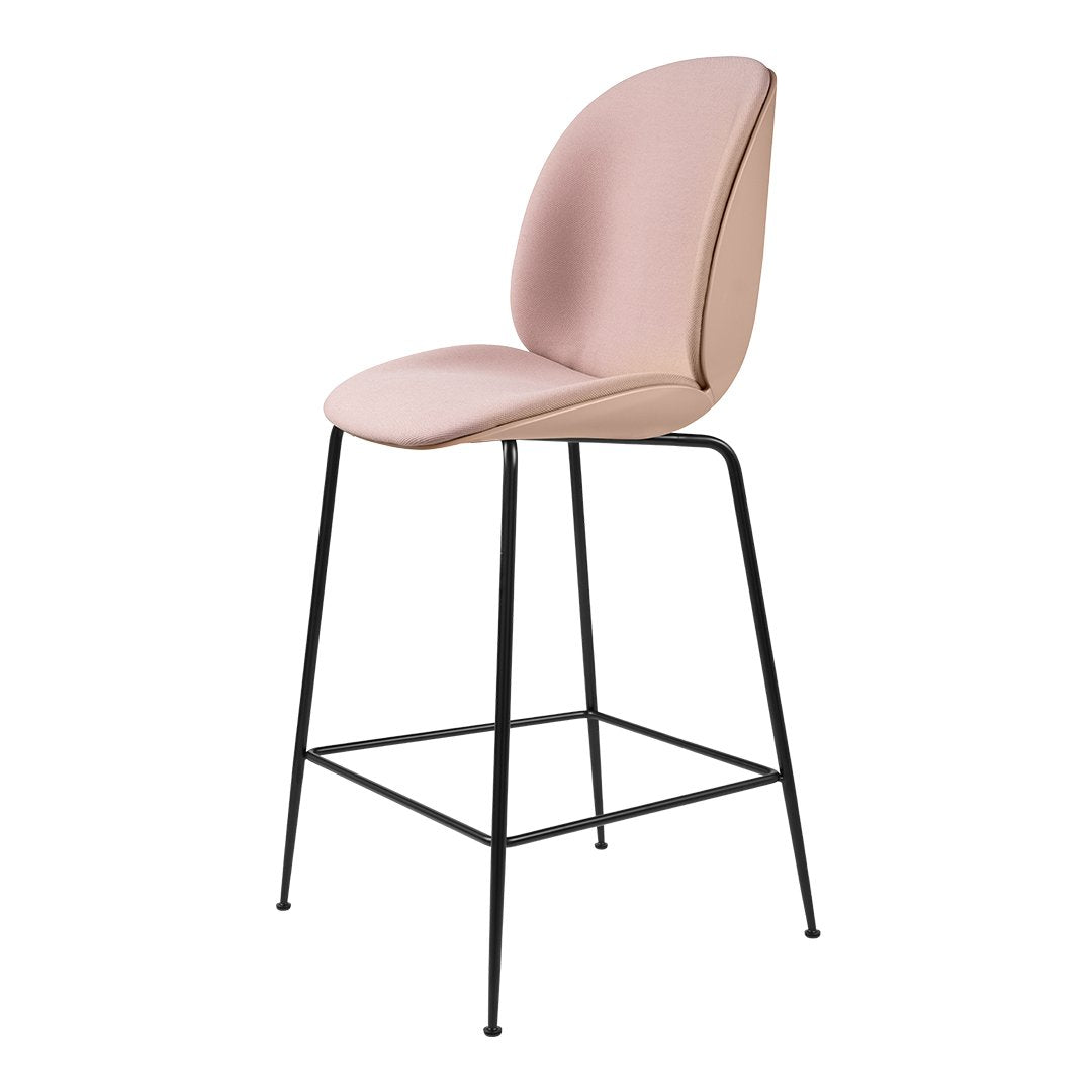 Beetle Counter Chair with Front Upholstery & Black Matte Base - Perfect for Kitchen Islands, Breakfast Bars, and Small Dining Spaces
