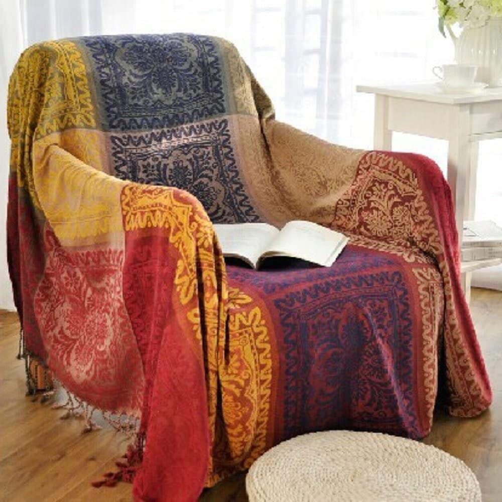Soft Chenille Throw Blanket with Tassels - 86