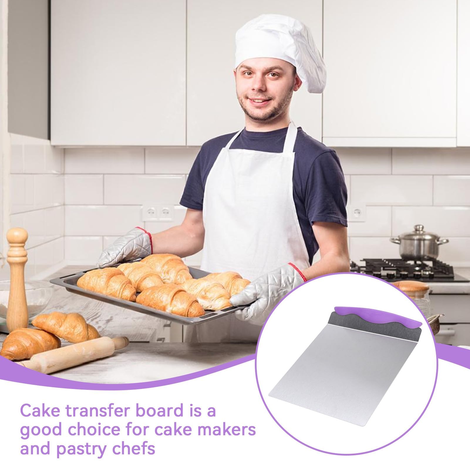 2 Pack Stainless Steel Cake Lifter & Pizza Transfer Tray - Heavy Duty Baking Spatula for Moving Cakes, Pies, Bread & Pastries - Perfect for Home Kitchens, Bakeries & Catering Services