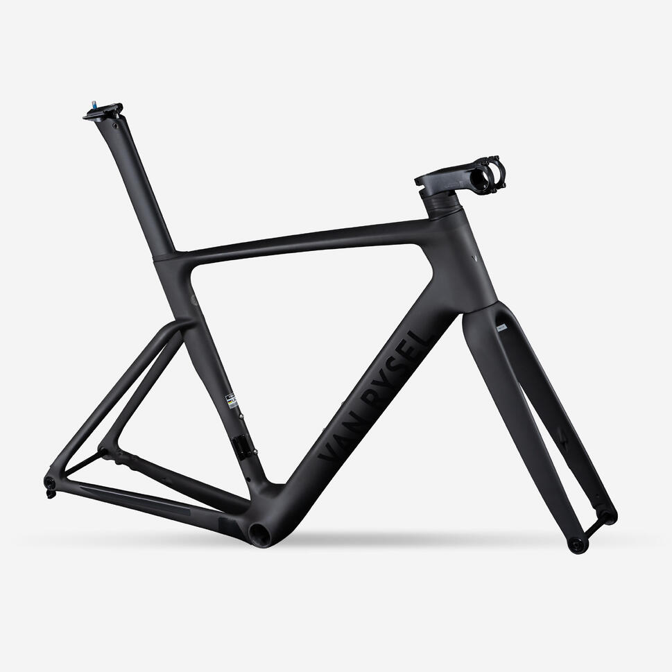 Van Rysel RCR Pro Carbon Road Bike Frame Kit - Raw Carbon Frame, Fork, Stem & Seat Post - Lightweight & Durable for Competitive Cycling & Racing