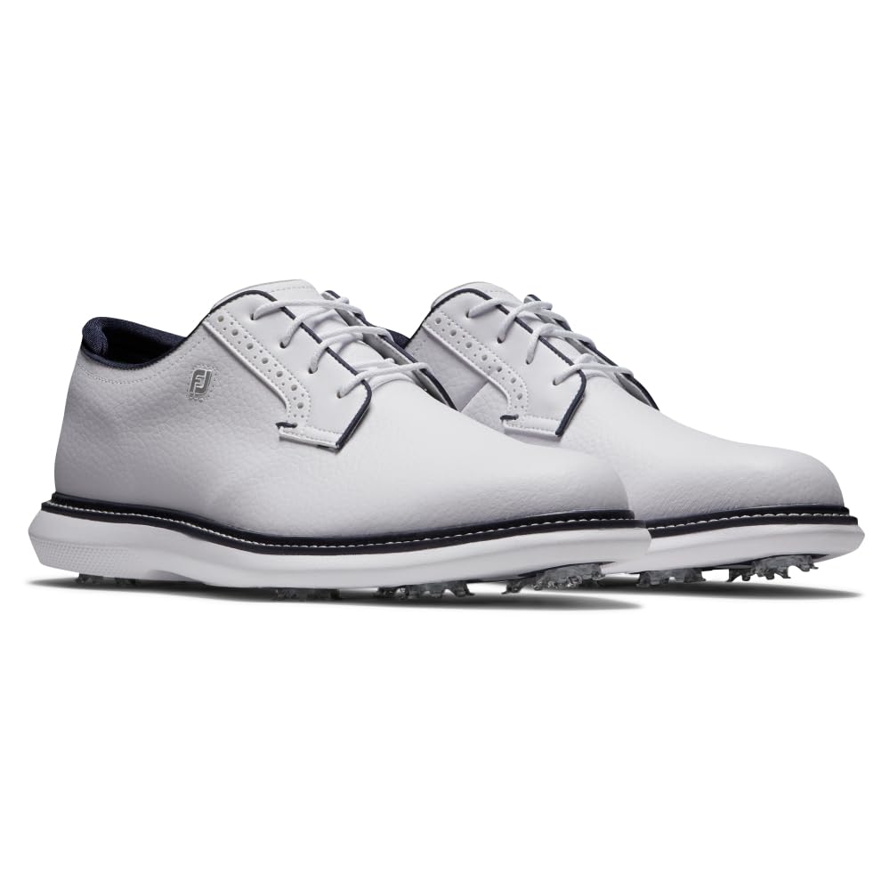 FootJoy Men's Traditions Blucher Golf Shoes – Comfortable & Waterproof Spiked Golf Footwear for Walking the Course | Perfect for Golfers, Country Club Members & Outdoor Sports Enthusiasts