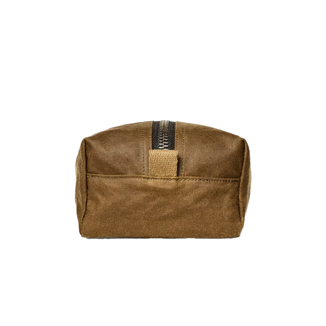 Filson Tin Cloth Travel Kit - Waterproof & Durable Dark Tan Organizer for Men's Toiletries & Travel Essentials | Perfect for Camping, Business Trips & Outdoor Adventures