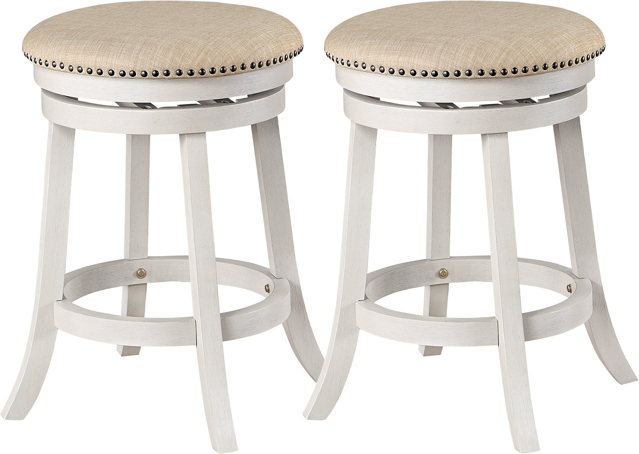 Office Star Round Backless Swivel Stool - 2 Pack Bar Stools with 360 Degree Rotation, Adjustable Height for Kitchen Counter, Home Office & Commercial Use [MET17]