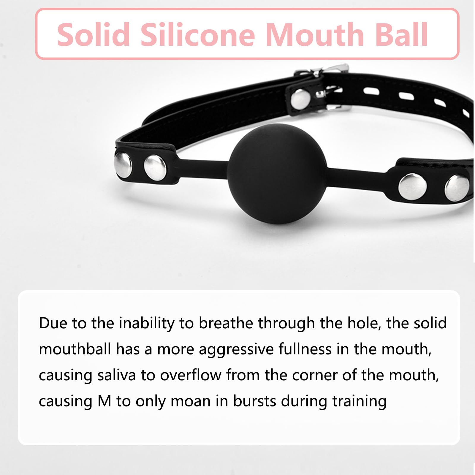 Premium Leather Restraints & Silicone Ball Gag Set for BDSM, Bondage, and Role Play - Breathable Mouth Plug for Safe Adult Play - Perfect for Couples, Spice Up Your Sex Life (Black)