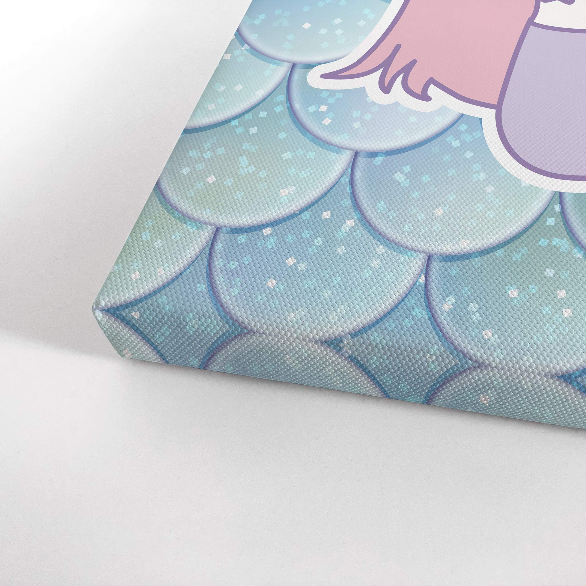 Smile Art Design Long Pink Haired Mermaid Canvas Print - 40x30 Inch Wall Art for Kids Room, Nursery & Baby Room Decor - Ready to Hang, Made in USA | Perfect for Fantasy Themed Bedrooms & Playrooms