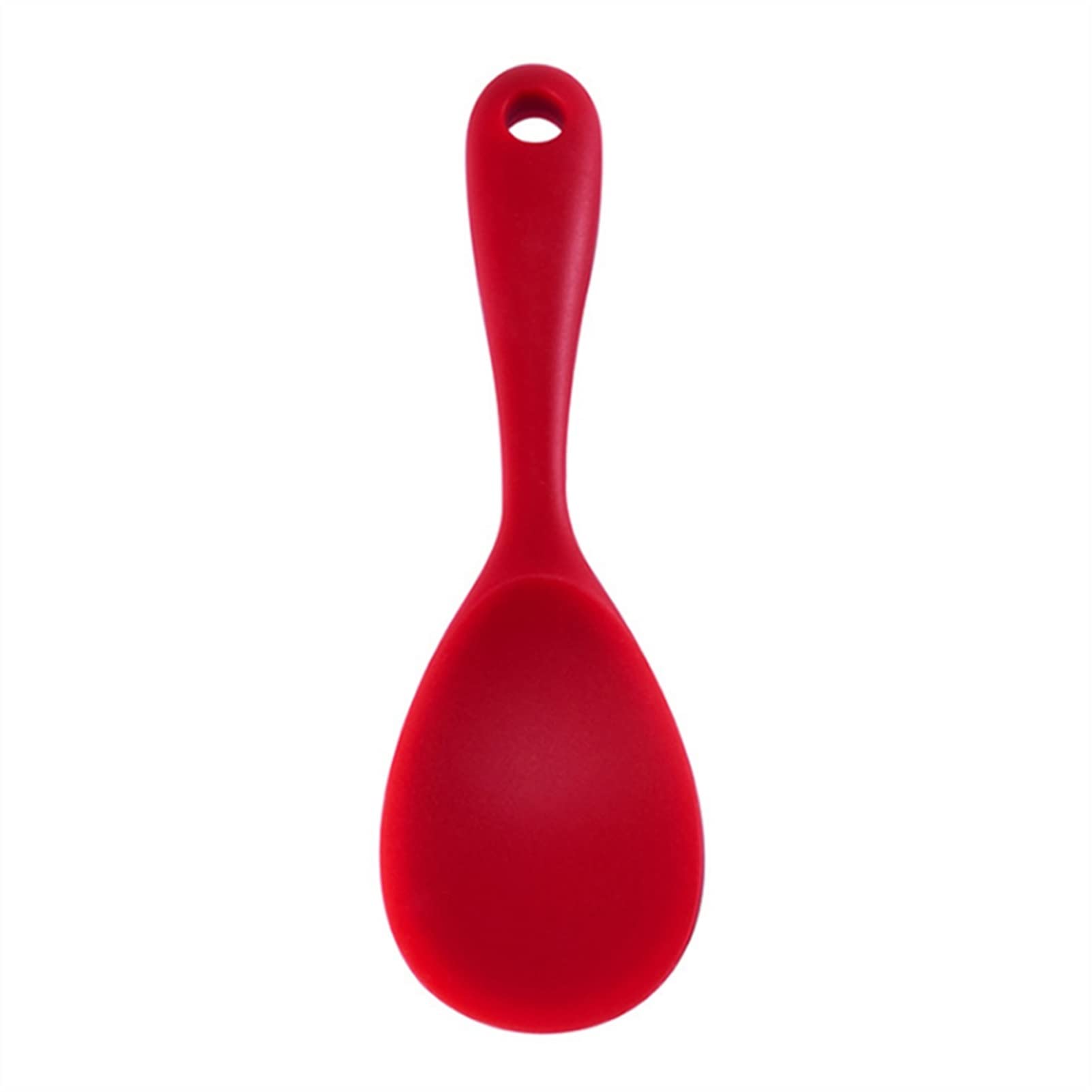 1pc Long Handle Rice Spoon - Food Grade Silicone, Heat Resistant & Non-Stick Cooking Tool - Perfect for Serving Rice, Stirring Soups & Cooking - Kitchen Accessories (Red)