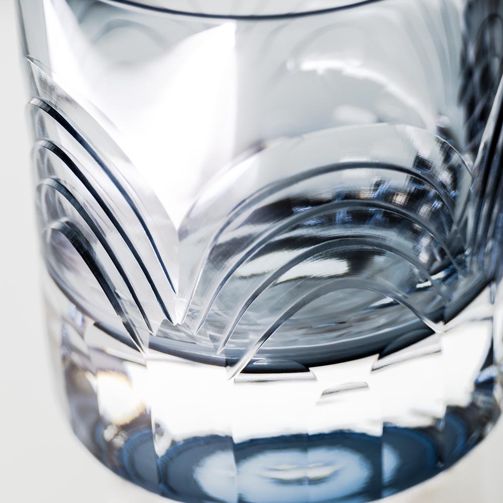 Premium Cascades Blue 7oz Whiskey Glasses Set of 2 - Heavy Base Rocks Glasses for Bourbon, Scotch & Cocktails - Perfect for Home Bar, Gifts & Entertaining