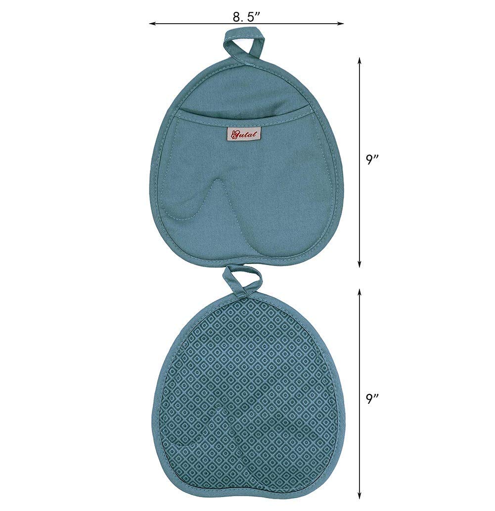 YUTAT 4-Piece Heat Resistant Oven Mitts and Pot Holders Set - Food Grade Silicone Non-Slip Grip for Kitchen Cooking, Baking & BBQ - Perfect for Grilling, Roasting, and Handling Hot Dishes (Teal)