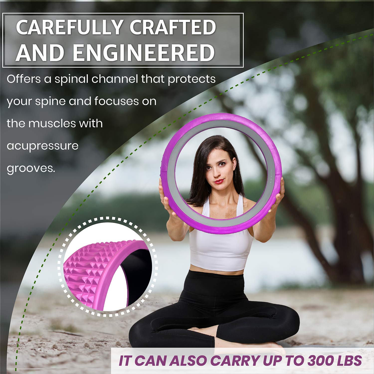 Trigger Point Yoga Wheel & Foam Roller for Back Pain Relief - Deep Tissue Massager for Mobility, Muscle Recovery & Spinal Alignment - Perfect for Yoga, Physical Therapy & Home Workouts