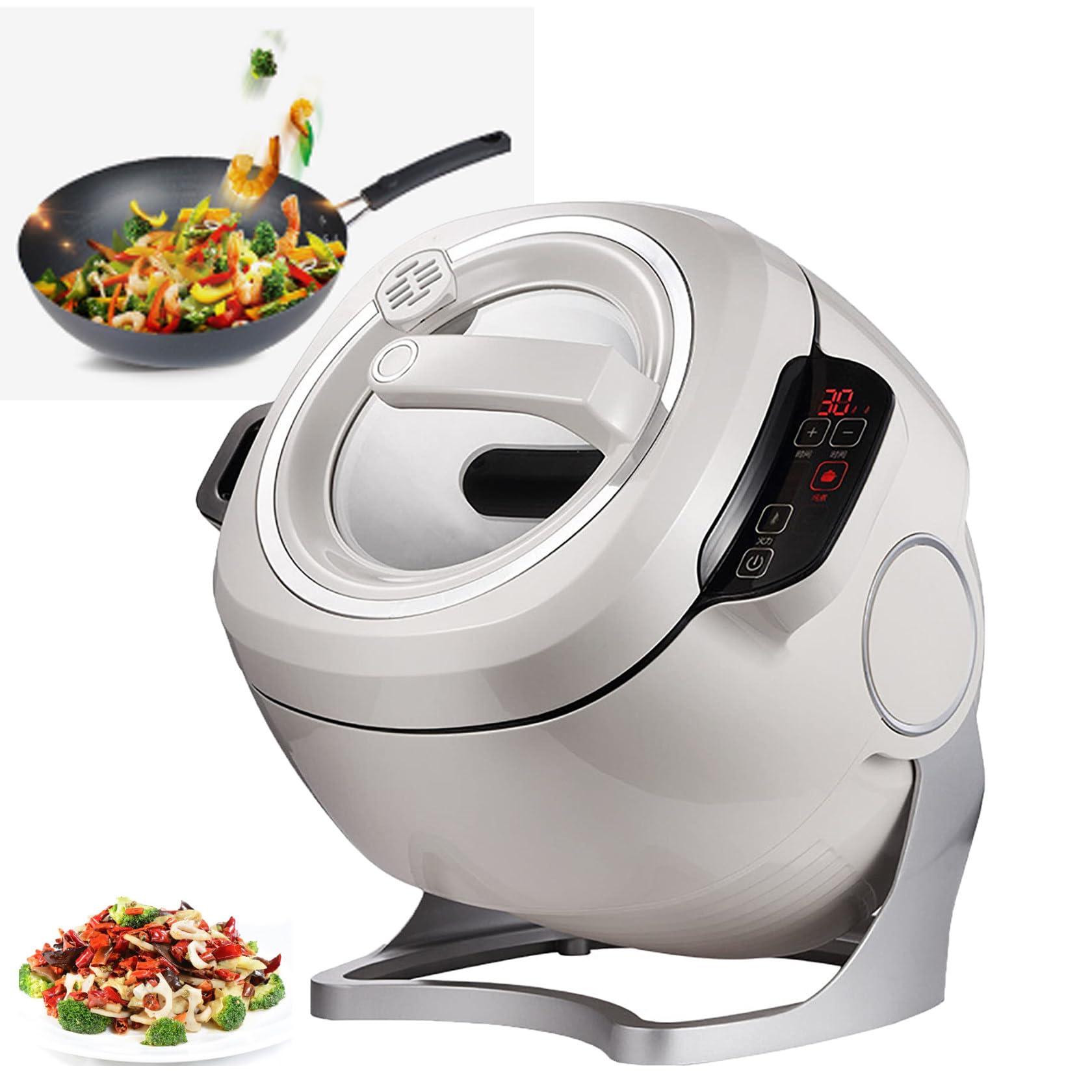 ZUMAHA 2000W 6L Automatic Smart Cooking Machine - One-Touch Start, 3-Speed Adjustable, 360° Rotation - Perfect for Stir Frying, Stewing, Braising - Ideal for Home Kitchens, Restaurants & Meal Prep