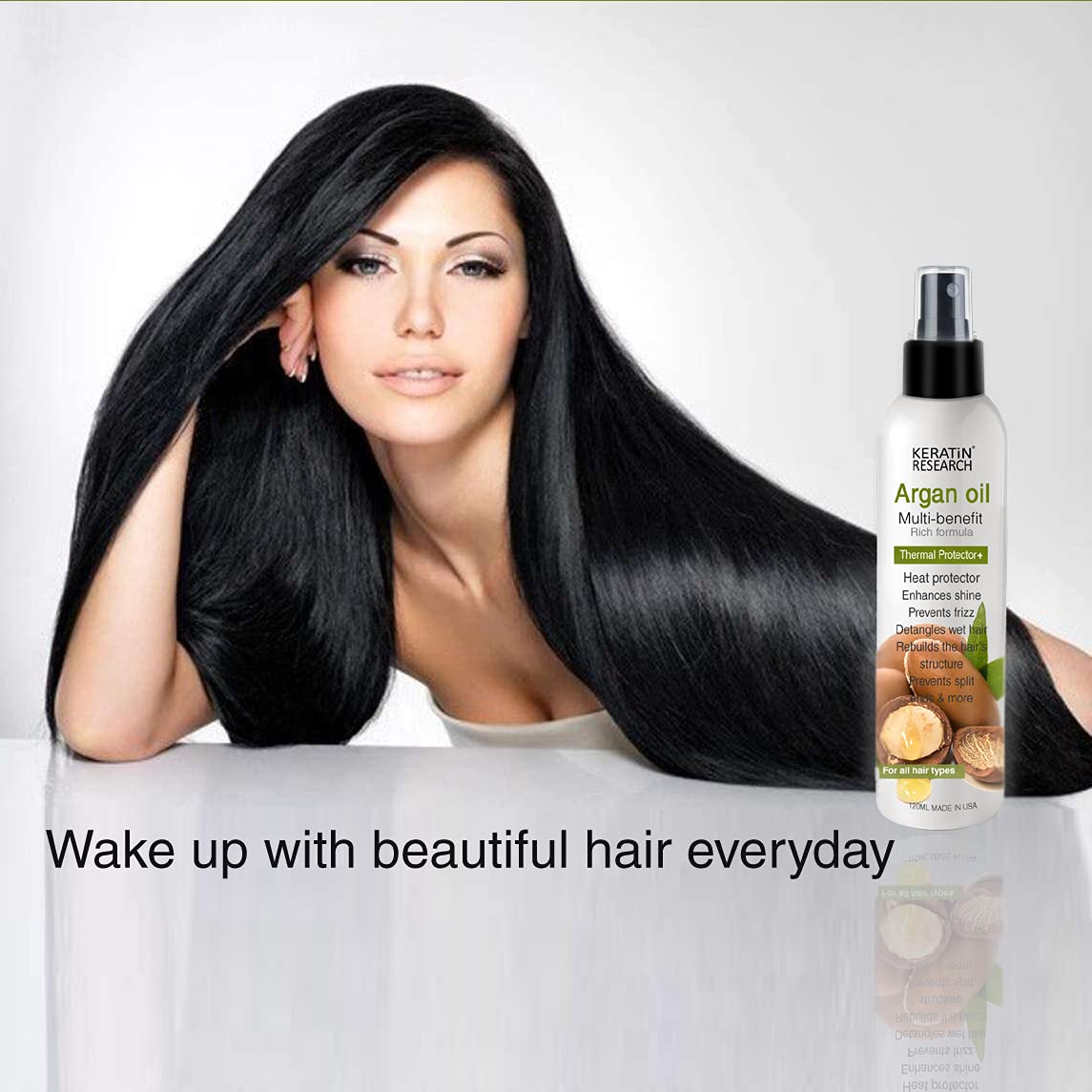 Brazilian Keratin Hair Treatment with Argan Oil – Professional Blowout for Straightening & Smoothing – Thermal Protection Spray for Frizz-Free, Shiny Hair – Perfect for Salons, Home Use & Damaged Hair Repair