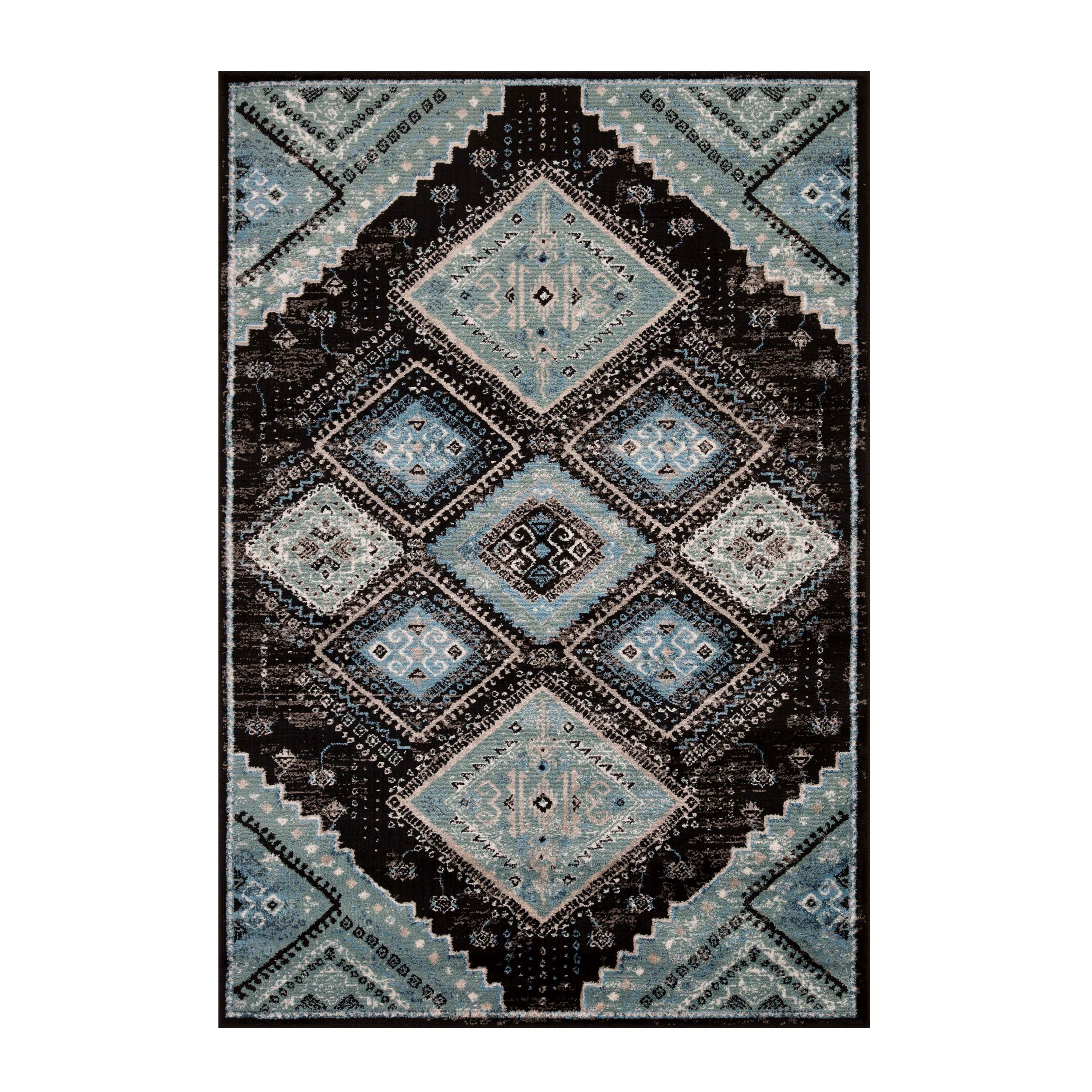 Poway Geometric Medallion Indoor Area Rug - Non-Slip Modern Bohemian Design Rug for Living Room, Bedroom, and Office Decor