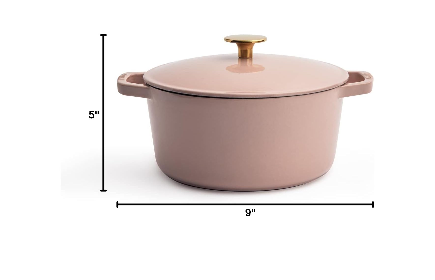 Premium 3.5-Quart Enameled Cast Iron Dutch Oven with Lid - Dusty Pink with Gold Knob | Oven & Dishwasher Safe Casserole Pot | Even Heat Distribution for Braising, Stewing & Baking | Perfect for Soups, Bread & Family Dinners