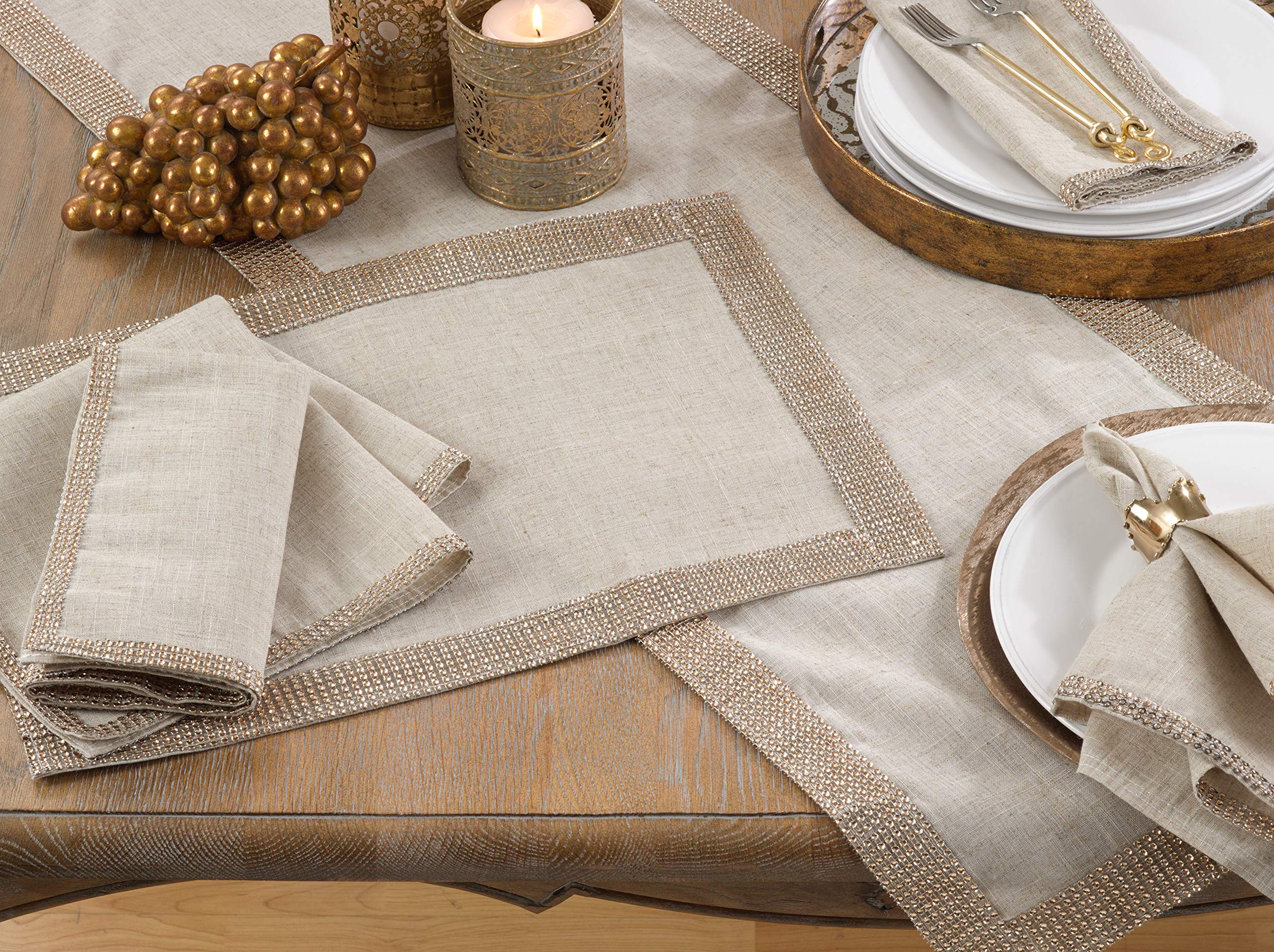 Stylish Studded Design Placemats Set of 4 - Waterproof & Heat Resistant for Dining Table, Kitchen, Party Decor