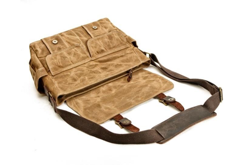 Stylish Canvas and Leather Messenger Bag for Men & Women - Durable Shoulder Handbag for Work, Travel & Daily Commute