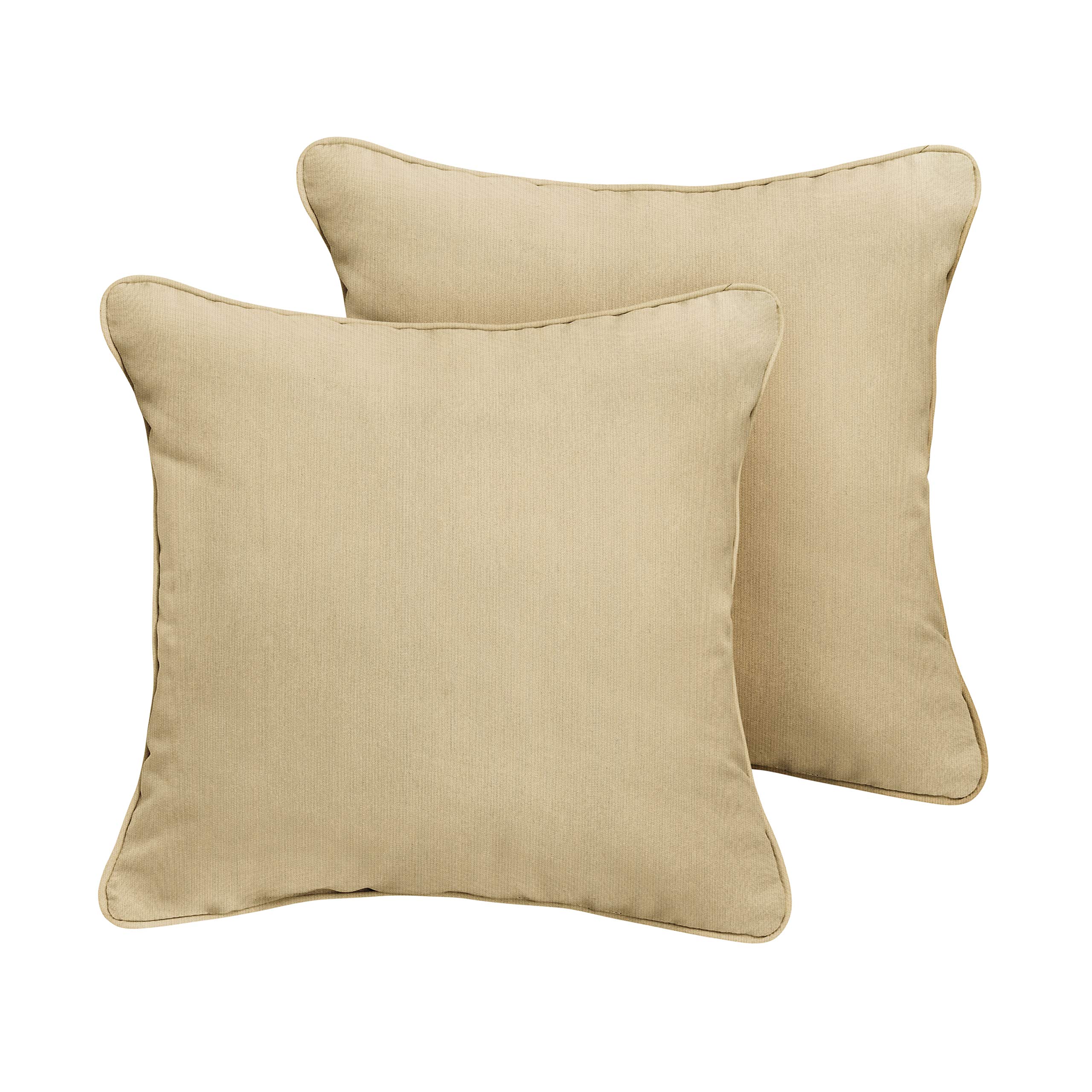 Sorra Home x Sunbrella - Spectrum Sand Indoor/Outdoor Corded Pillow Set of 2 - Water-Resistant & UV-Resistant Cushions for Patio, Poolside, and Living Room Decor