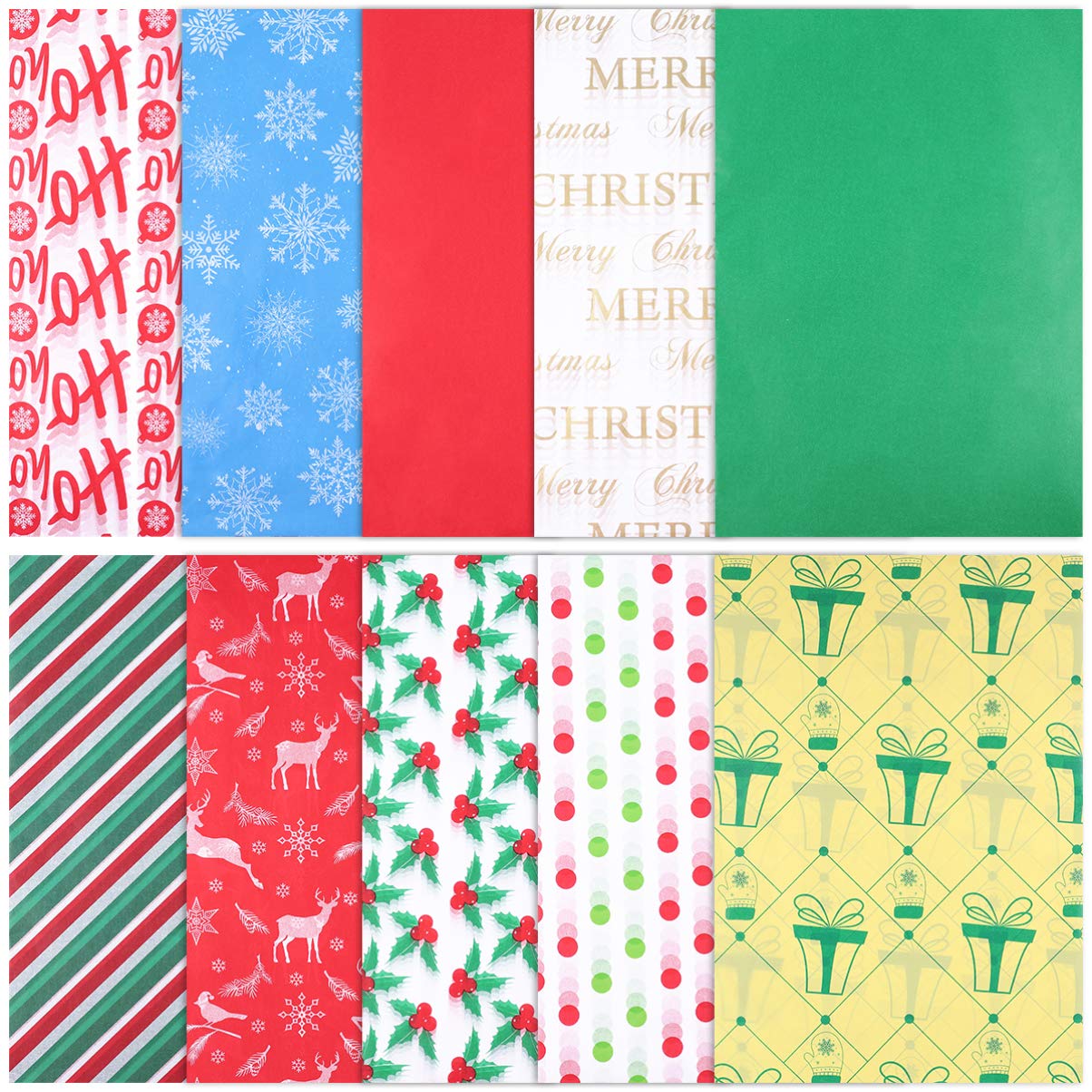 NUOBESTY Reversible Wrapping Paper - 150pcs Christmas Holiday Gift Wrap for Bouquets, Presents & Party Decorations | Perfect for Christmas, Birthdays, Weddings & Special Occasions