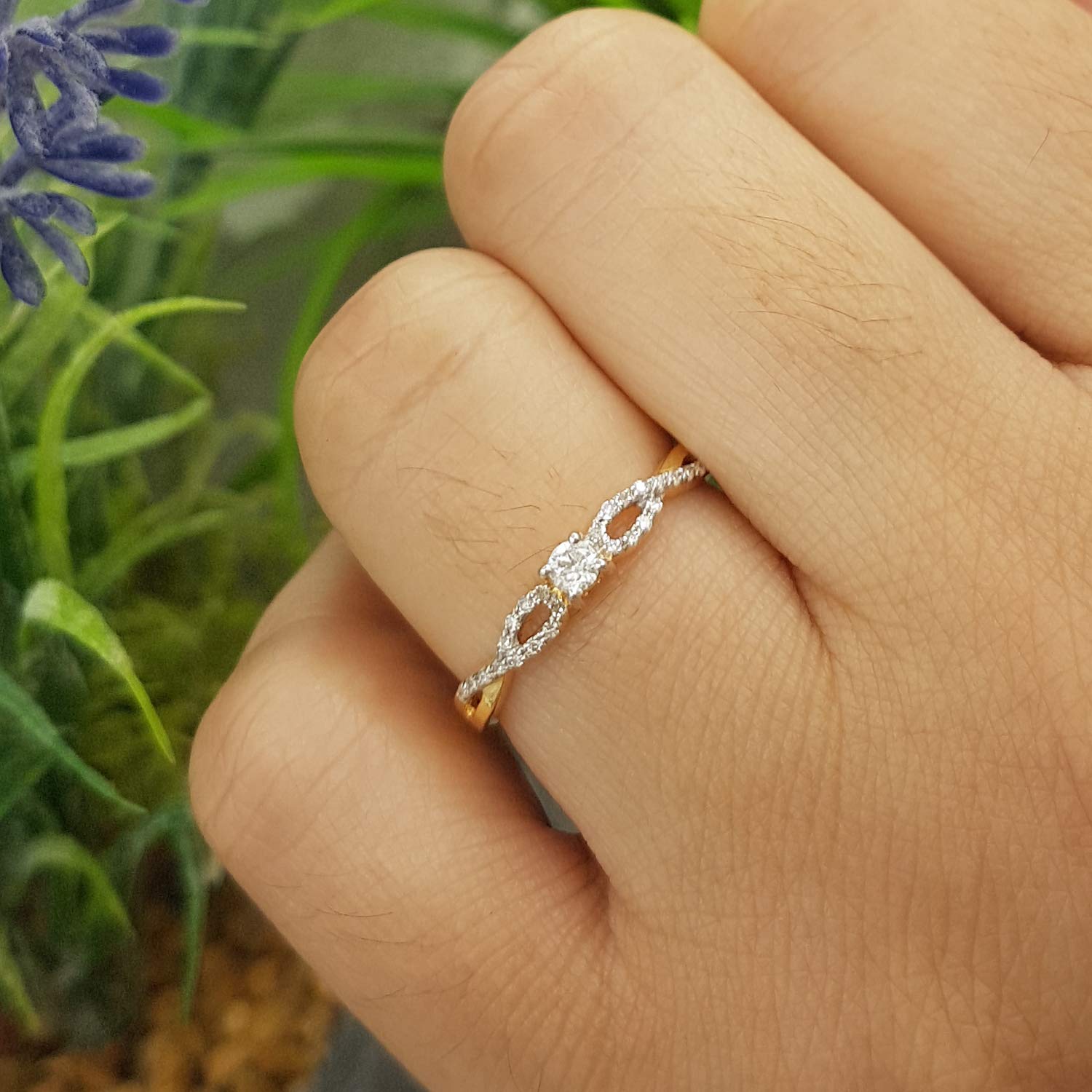 Dazzlingrock Collection 0.20 Carat 18K Solid Gold Round Diamond Engagement Ring for Women - Perfect for Bridal, Promise, Anniversary & Wedding Jewelry Gifts