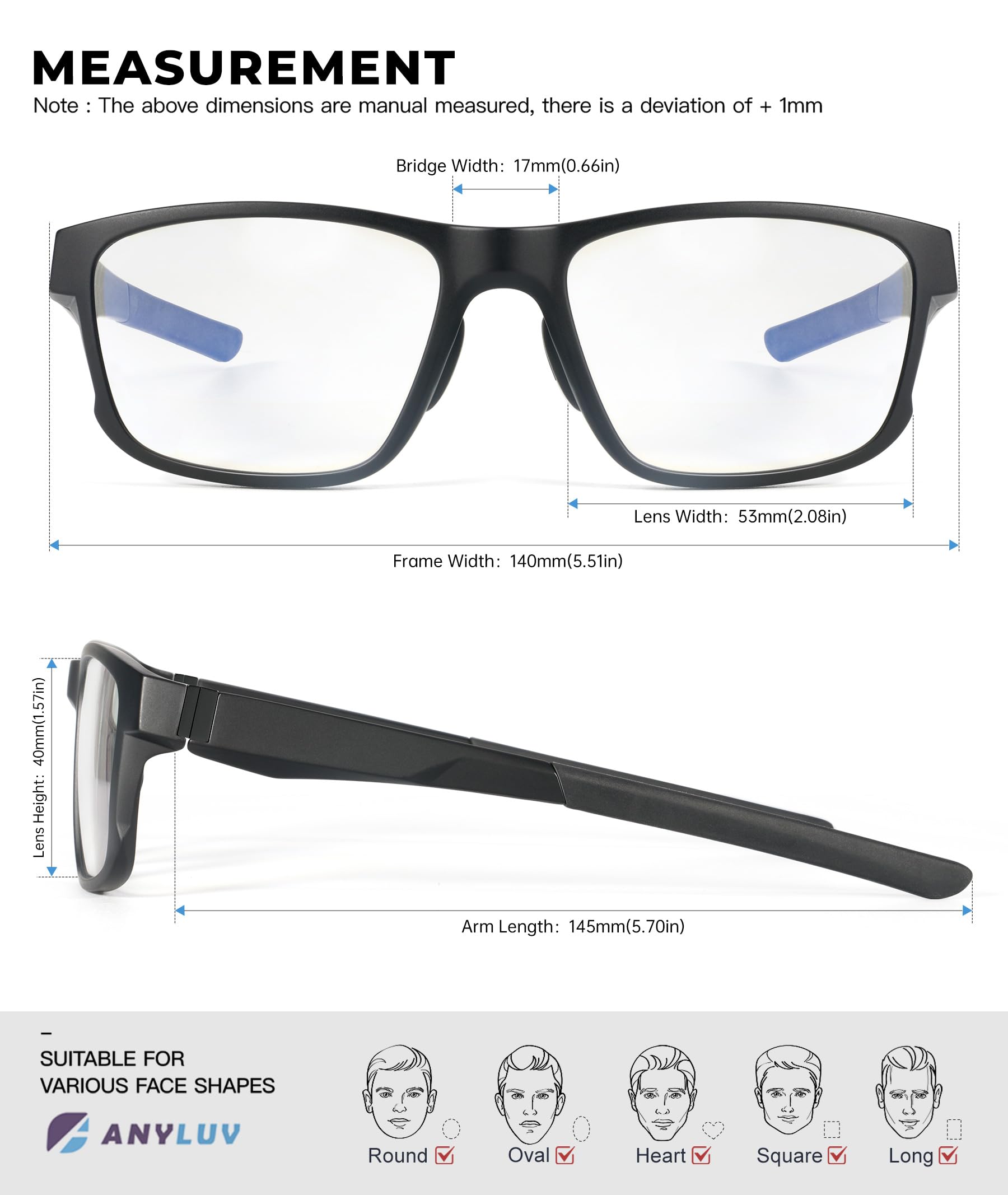 Blue Light Blocking Glasses for Men - UV Protection Anti Eyestrain Computer Gaming Glasses | Reduce Eye Fatigue for Work, Gaming & Screen Time