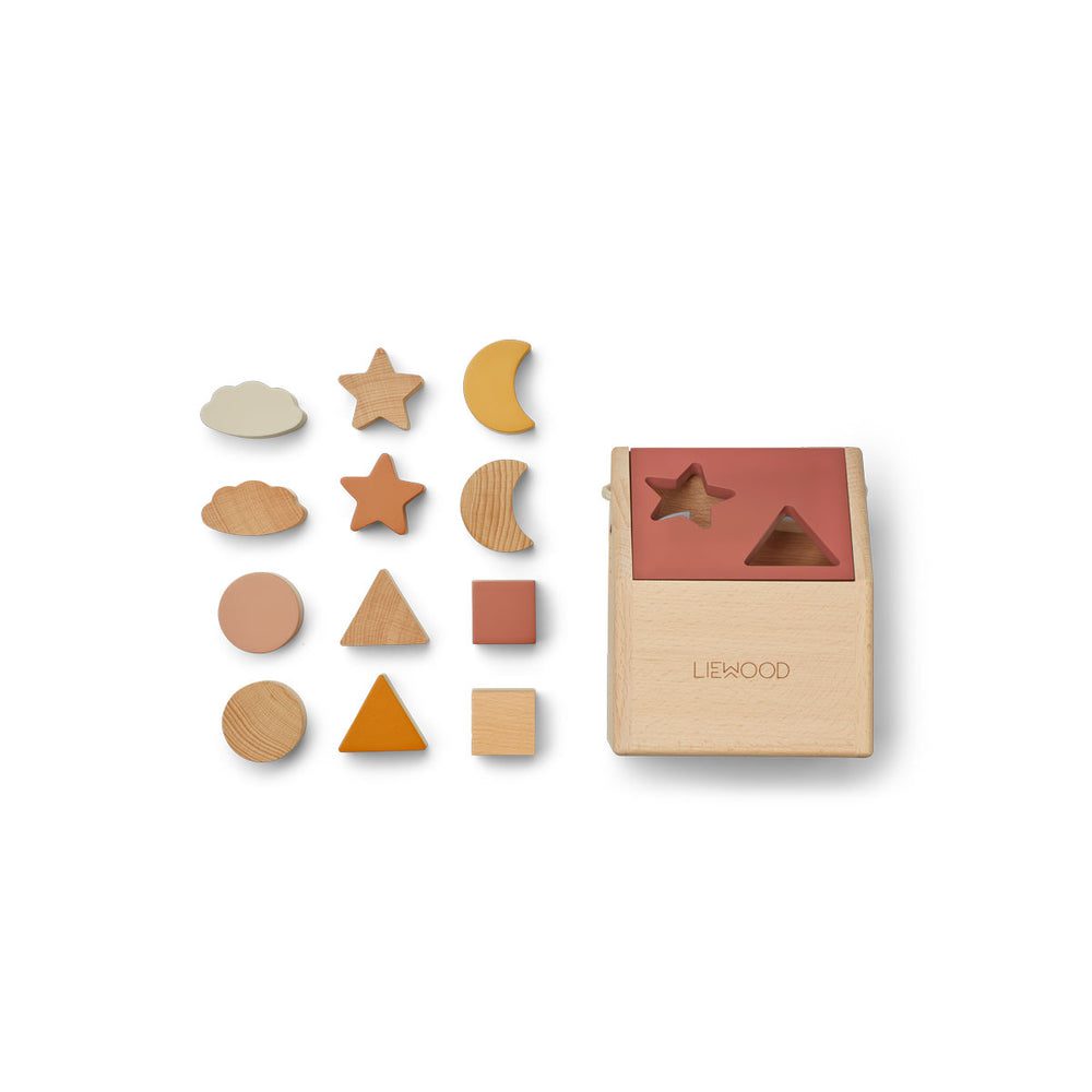 Ludwig Puzzle House by LIEWOOD - Colorful Wooden Building Blocks for Kids, Rose & Multi-Color Mix | STEM Learning Toy, Creative Play & Home Decor for Toddlers & Children