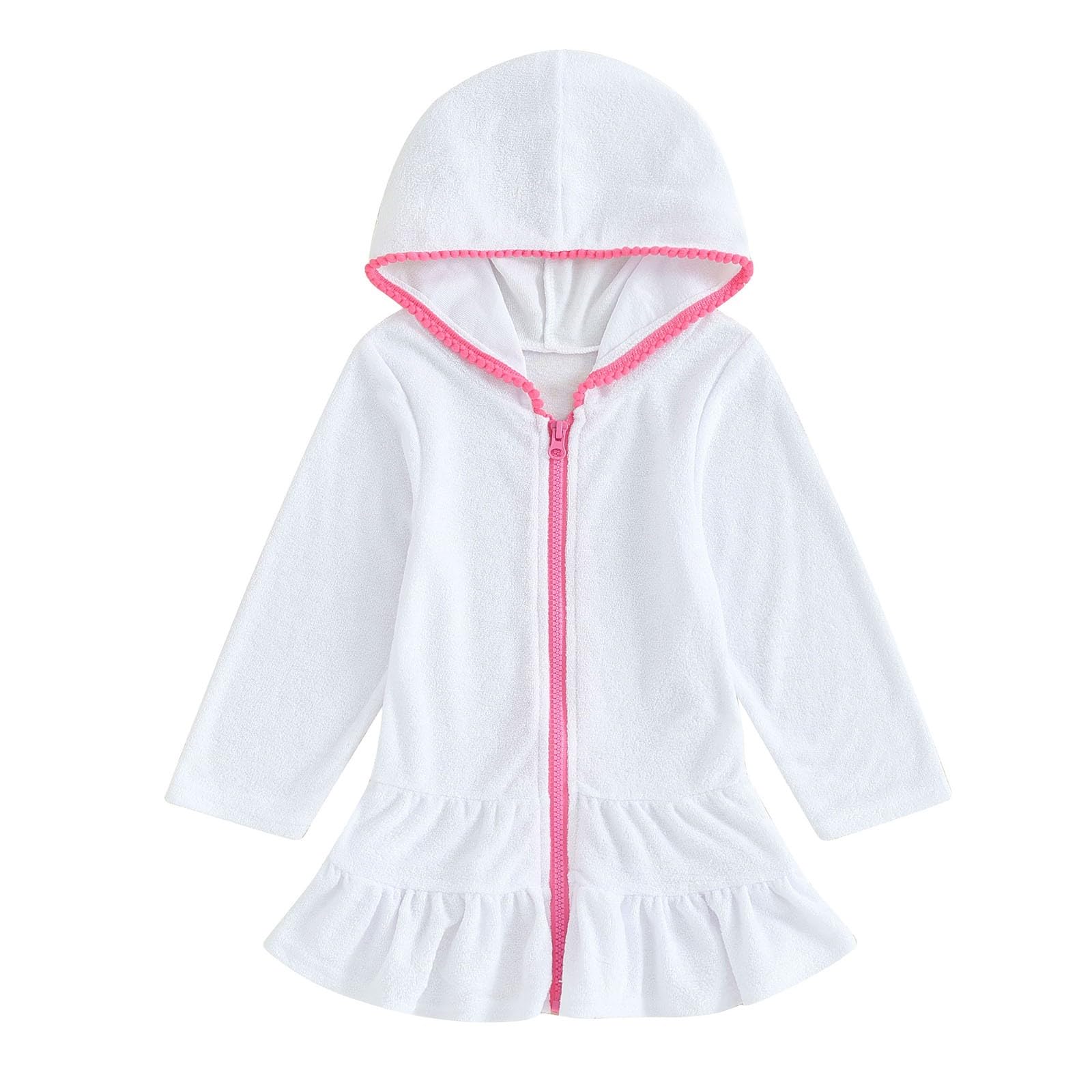 Kids Toddler Swim Cover Up - Terry Cloth Zip Up Bathing Suit Robe for Girls | Pool, Beach & Water Park Wear