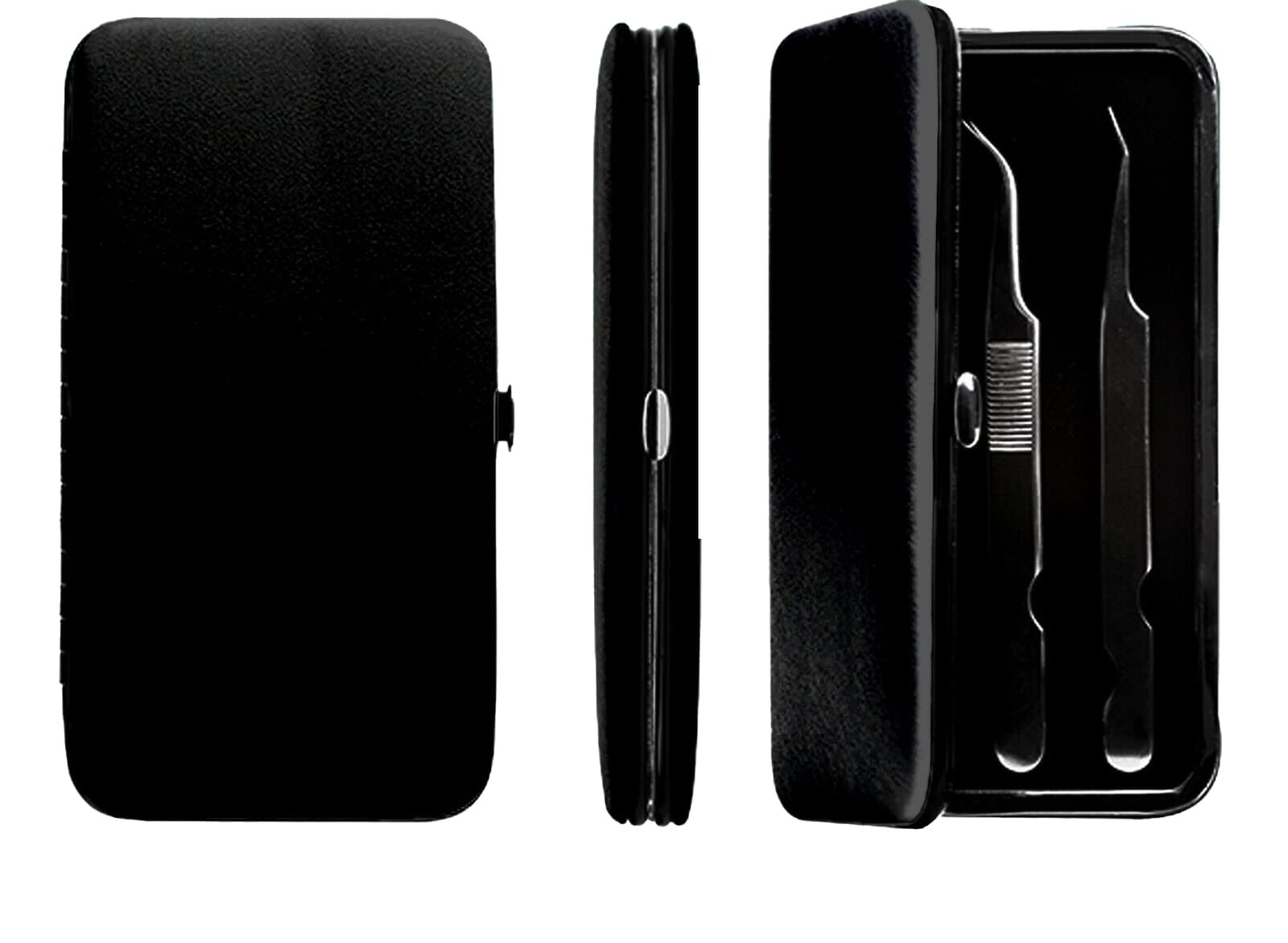 Premium PU Leather Magnetic Eyelash Extension Tweezers Case - Black Storage Bag for Lash Grafting Tools, Tweezers Organizer | Perfect for Salon Professionals & DIY Lash Artists at Home