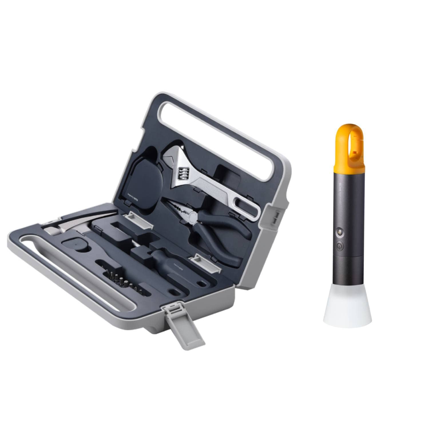 HOTO 45-Piece Rechargeable Hand Tool Set with LED Flashlight - Perfect for Home Repairs, DIY Projects, and Emergency Car Maintenance