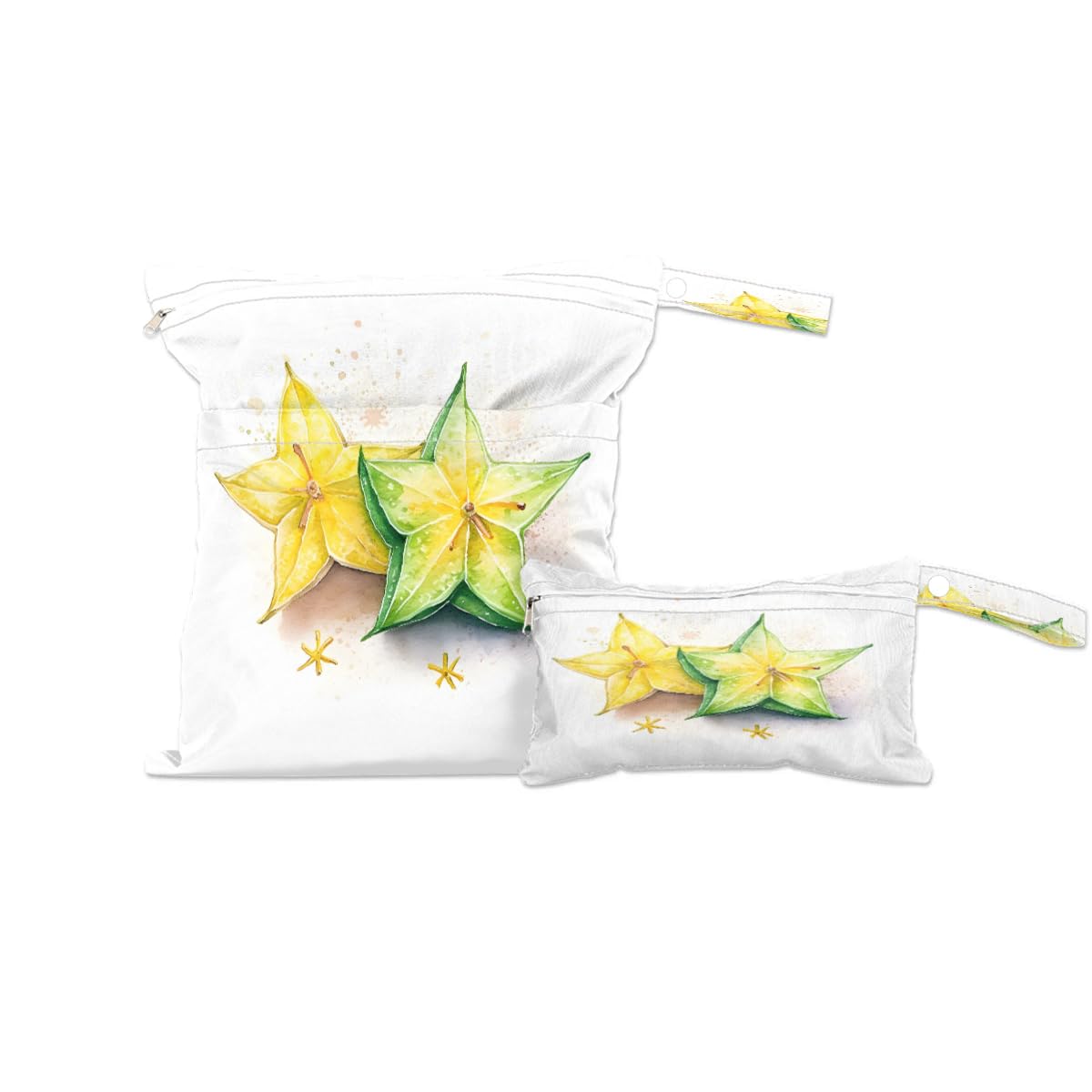 2-Pack Waterproof Star Fruit Wet Dry Bags for Travel, Gym & Beach - Reusable Laundry, Swimsuit & Diaper Storage - Ideal for Yoga, Pool & Outdoor Activities