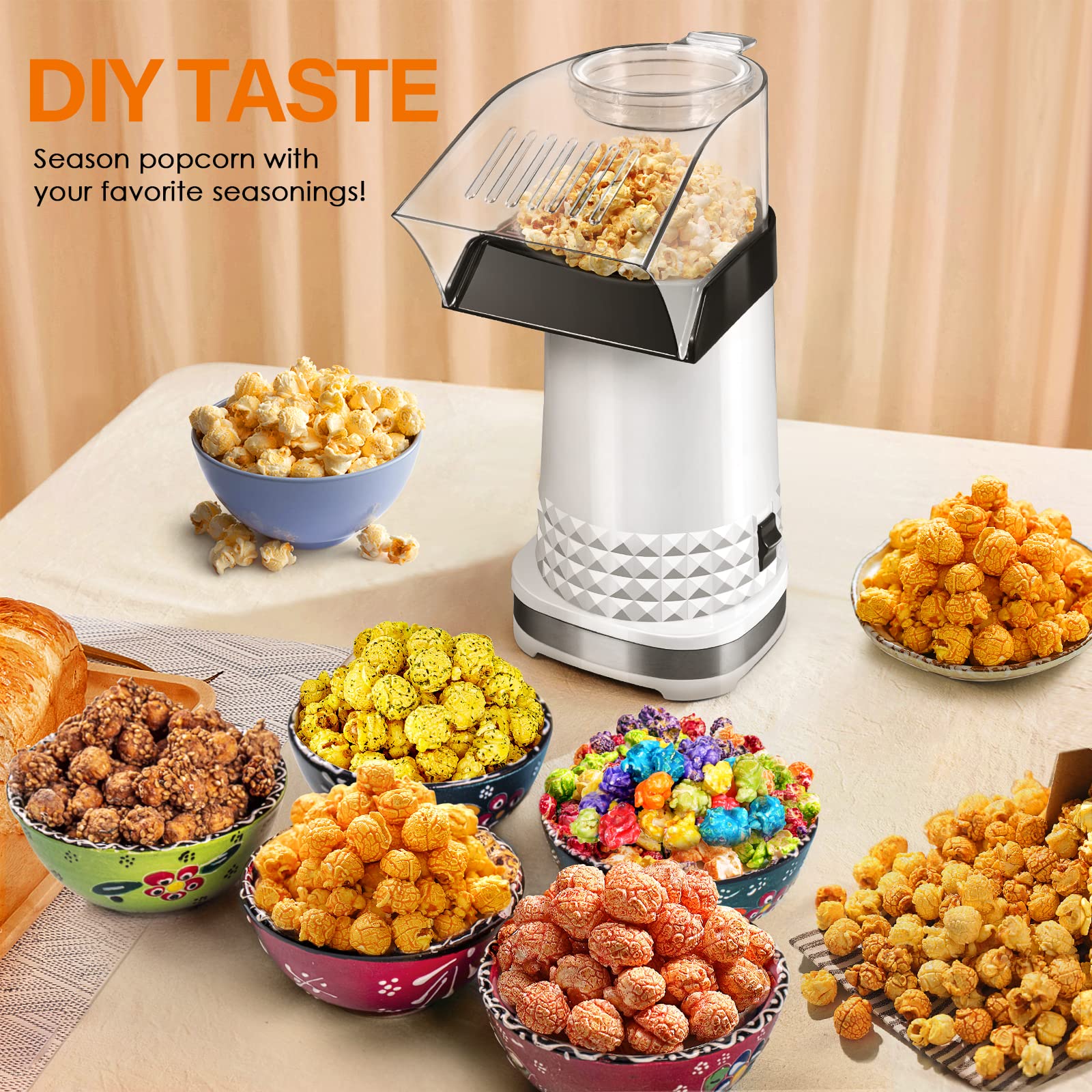 1200W Fast Electric Hot Air Popcorn Maker Machine - 4.5 Quart Capacity, ETL Certified & BPA-Free, Includes Measuring Cup - Perfect for Movie Nights, Family Gatherings, Kids Parties, and Healthy Snacking at Home