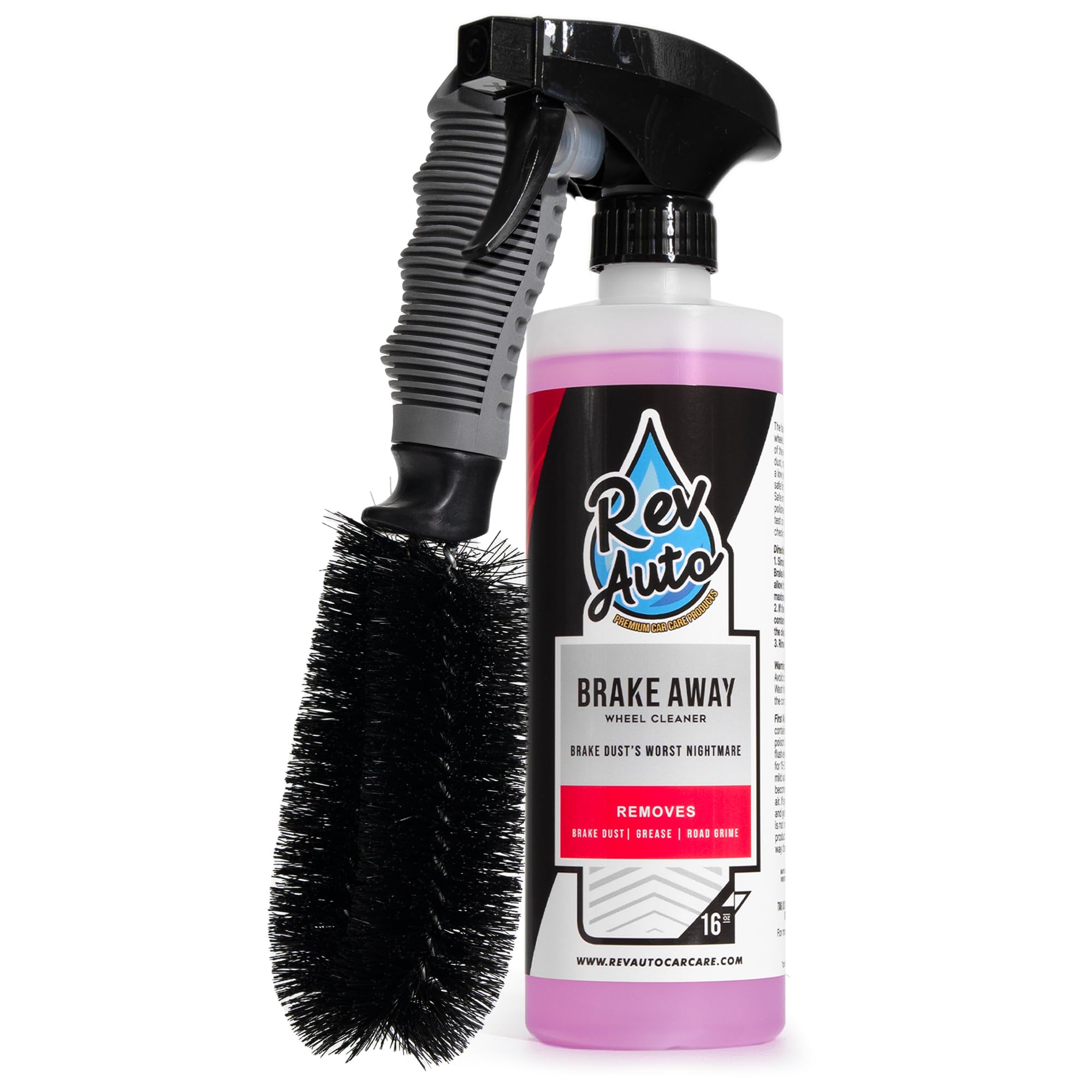 Rev Auto Wheel Cleaning Kit - 16oz Wheel & Tire Cleaner with Brush for All Vehicles - Perfect for Car Detailing, Auto Maintenance & Deep Cleaning Wheels at Home or Professional Use