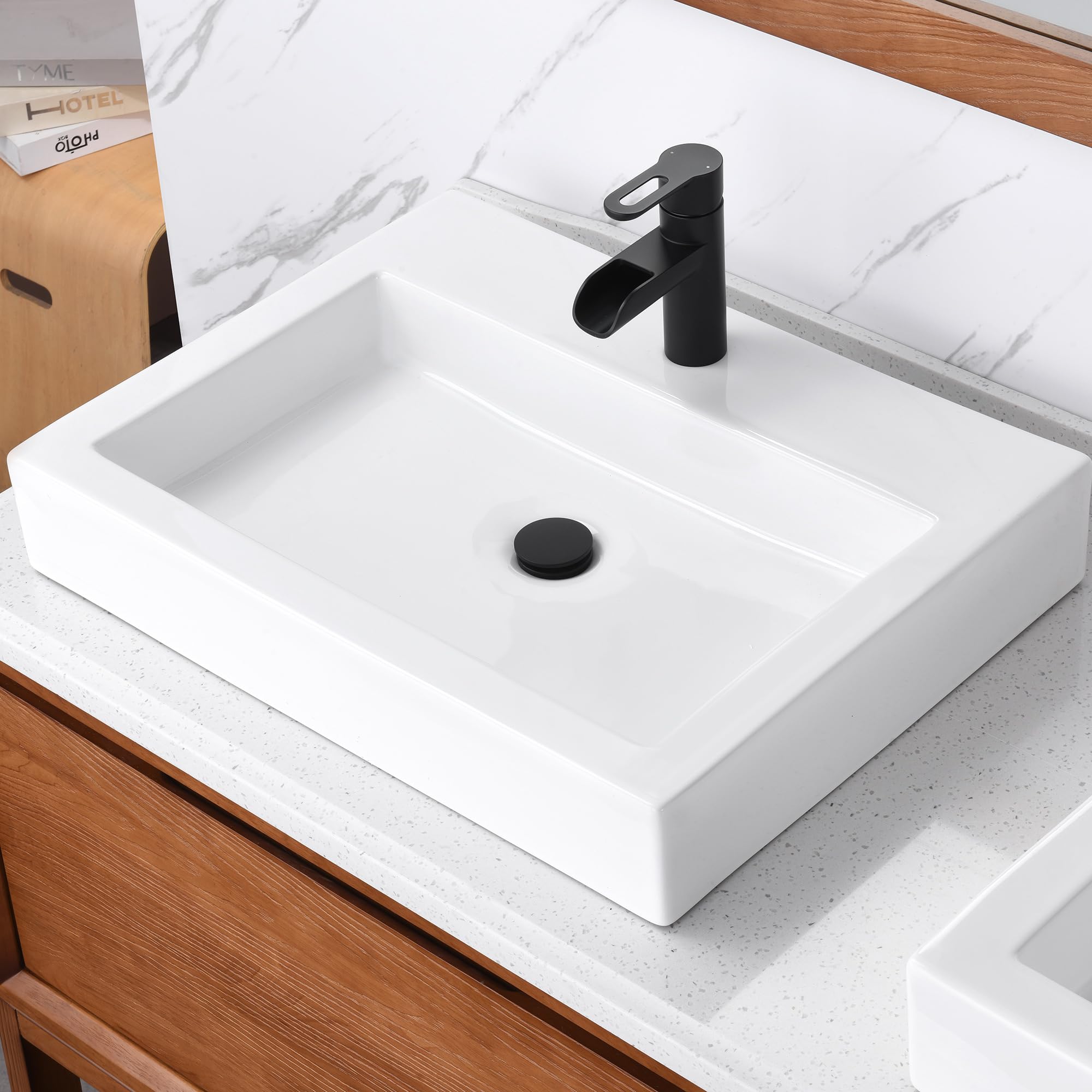 Luxier CS-021 Modern Porcelain Ceramic Vessel Sink - White Bathroom Vanity Art Basin for Contemporary Home Decor | Perfect for Master Bath, Powder Room & Spa Retreat