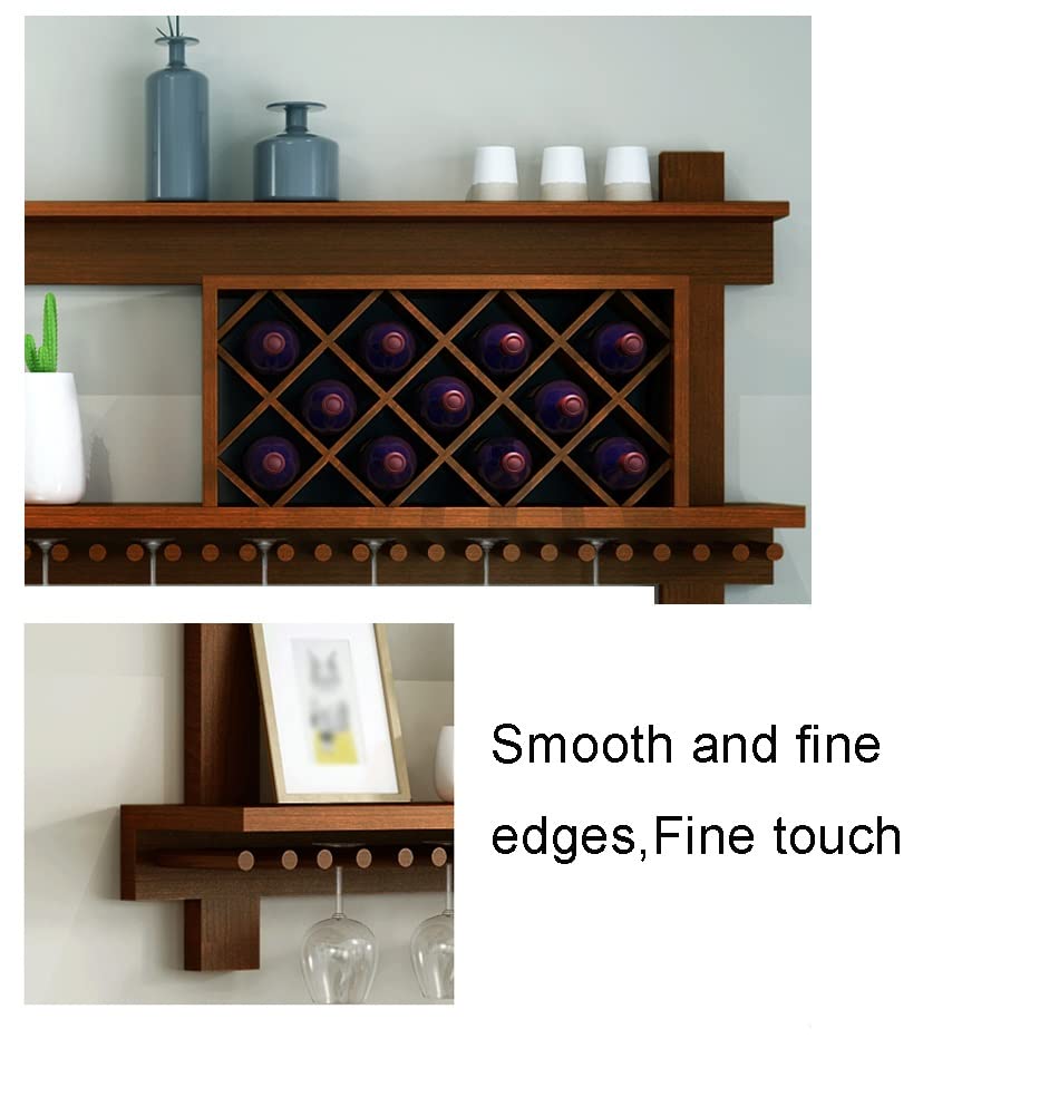 Wall Mounted Wine Rack - Wooden Glass Holder for Kitchen & Bar Decor