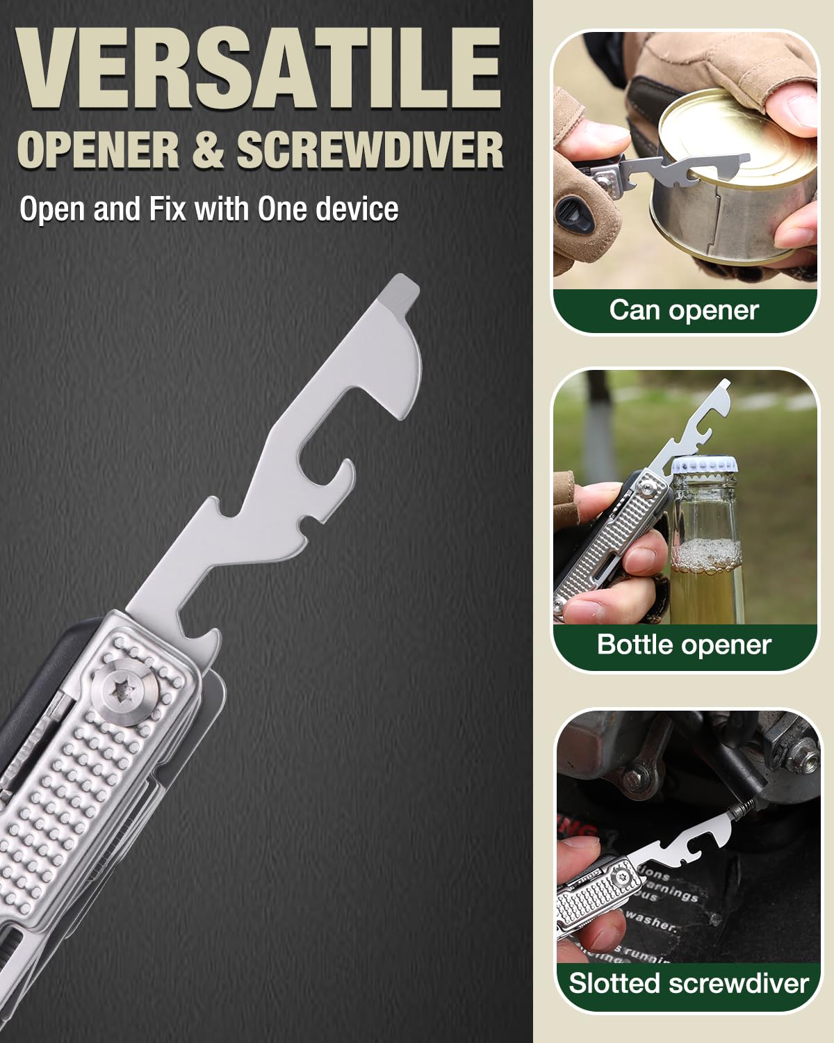 Mossy Oak 12-in-1 EDC Keychain Multitool with Knife, Scissors, Screwdrivers & Bottle Openers - Compact Survival Gear for Outdoor Camping, Hiking, Emergency Repair | Perfect Gift for Men & Adventurers