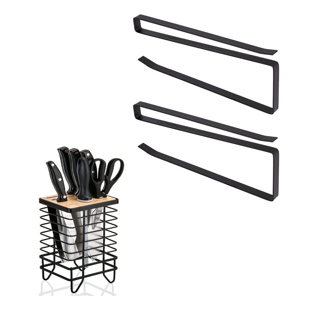 Premium LINFIDITE Knife Block Holder & Paper Towel Holder Hanger Set (2-Pack) - Space-Saving Kitchen Organizer for Countertop Storage & Easy Access