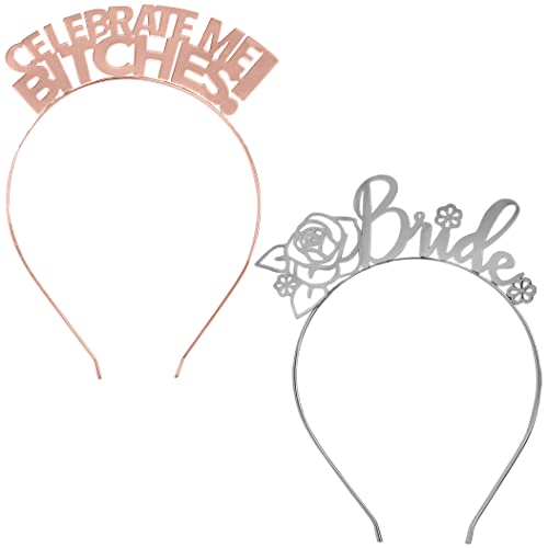 Sparkling Rhinestone Bride Crown Set of 2 - Silver Floral Tiara & Rose Gold 