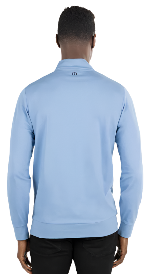 Travis Mathew Men's Heritage Quarter Zip Pullover Sweatshirt - Heather Riviera Color - Casual & Athletic Wear for Golf, Gym, and Everyday Comfort