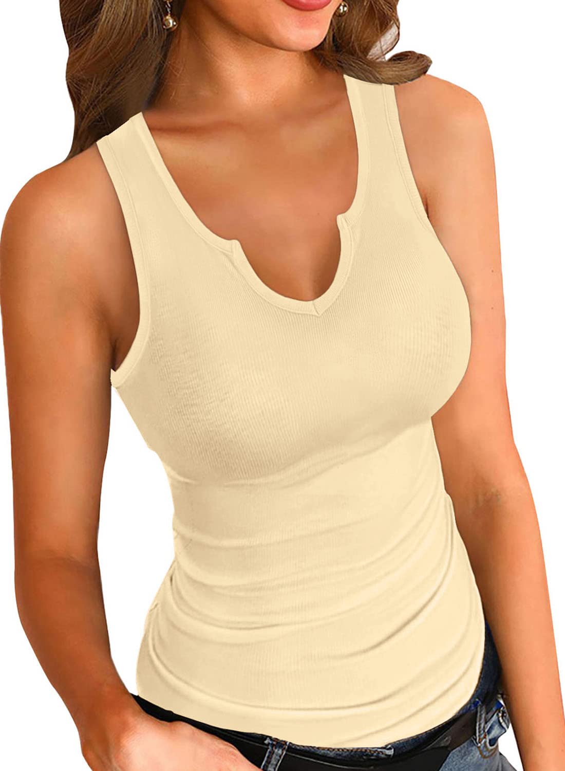 VICHYIE Women's Ribbed Slim Fit Tank Tops - Sleeveless Summer Shirts for Casual Wear, Gym & Beach Outfits